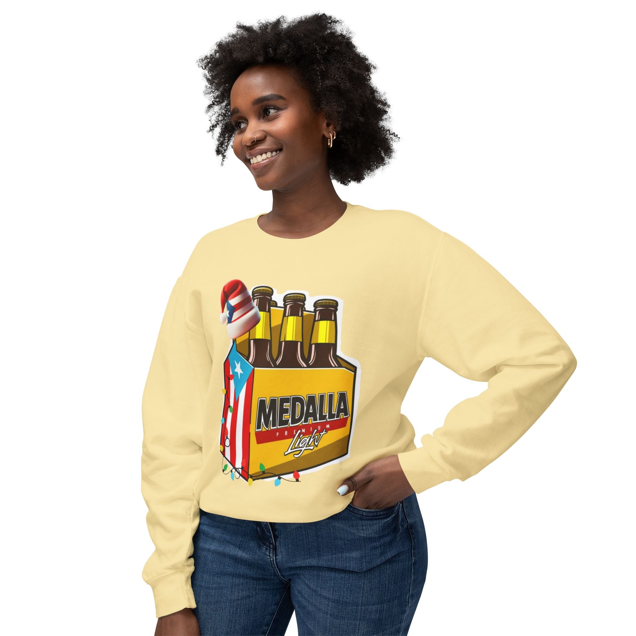 Medalla Light Puerto Rican Holiday Sweatshirt  Navidad Boricua Crewneck Puerto Rico Navidade