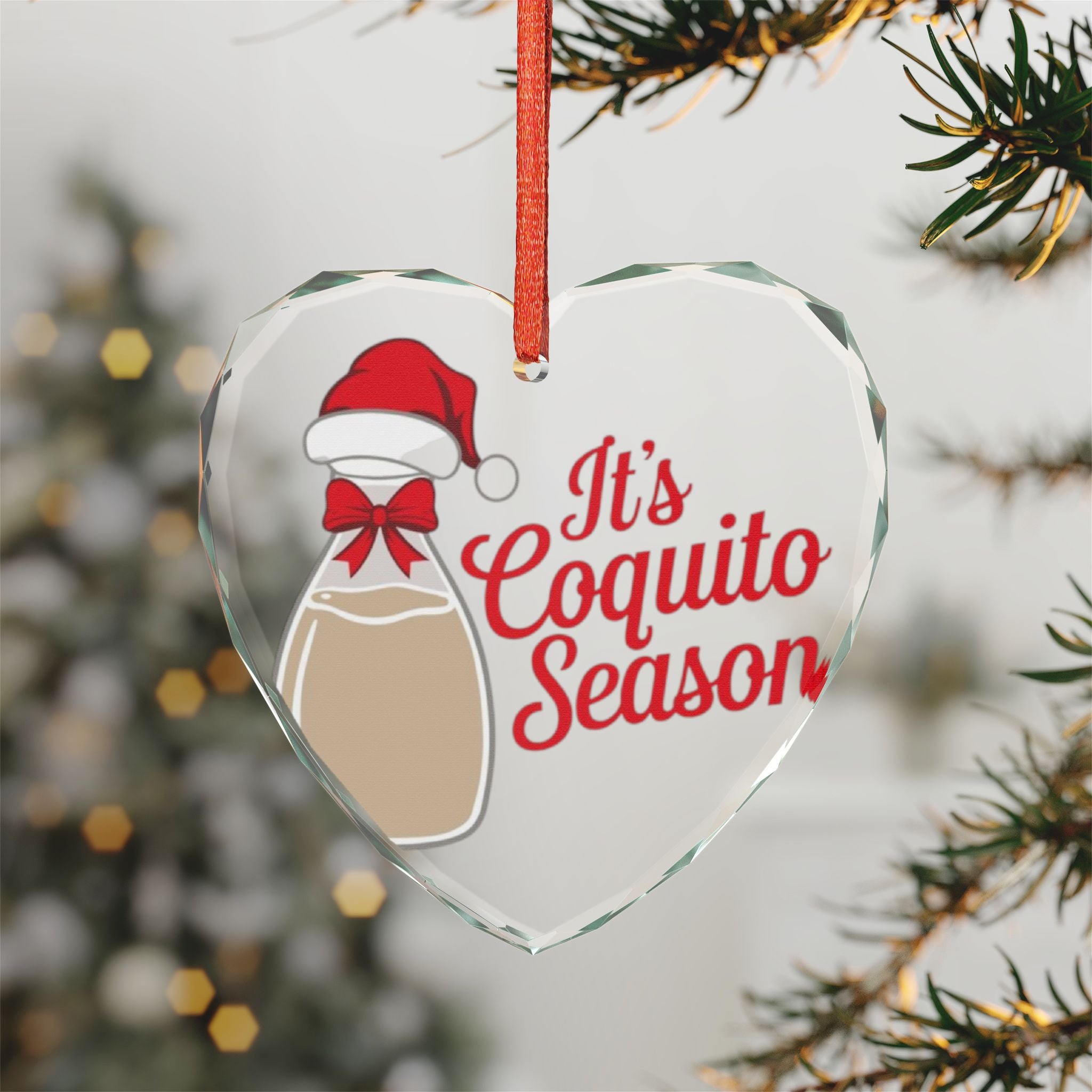 Coquito Season Crystal Glass Ornament Boricua Christmas Decoration | Island Holiday Keepsake