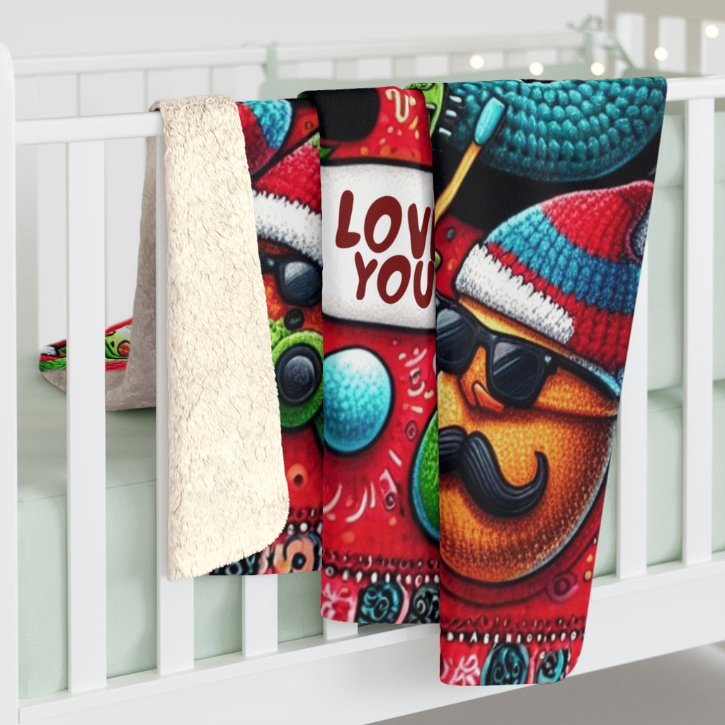 BRO Sherpa Fleece Blanket — Colorful 'I Love You' Cozy Gift for Brothers Holiday Christmas Blanket,