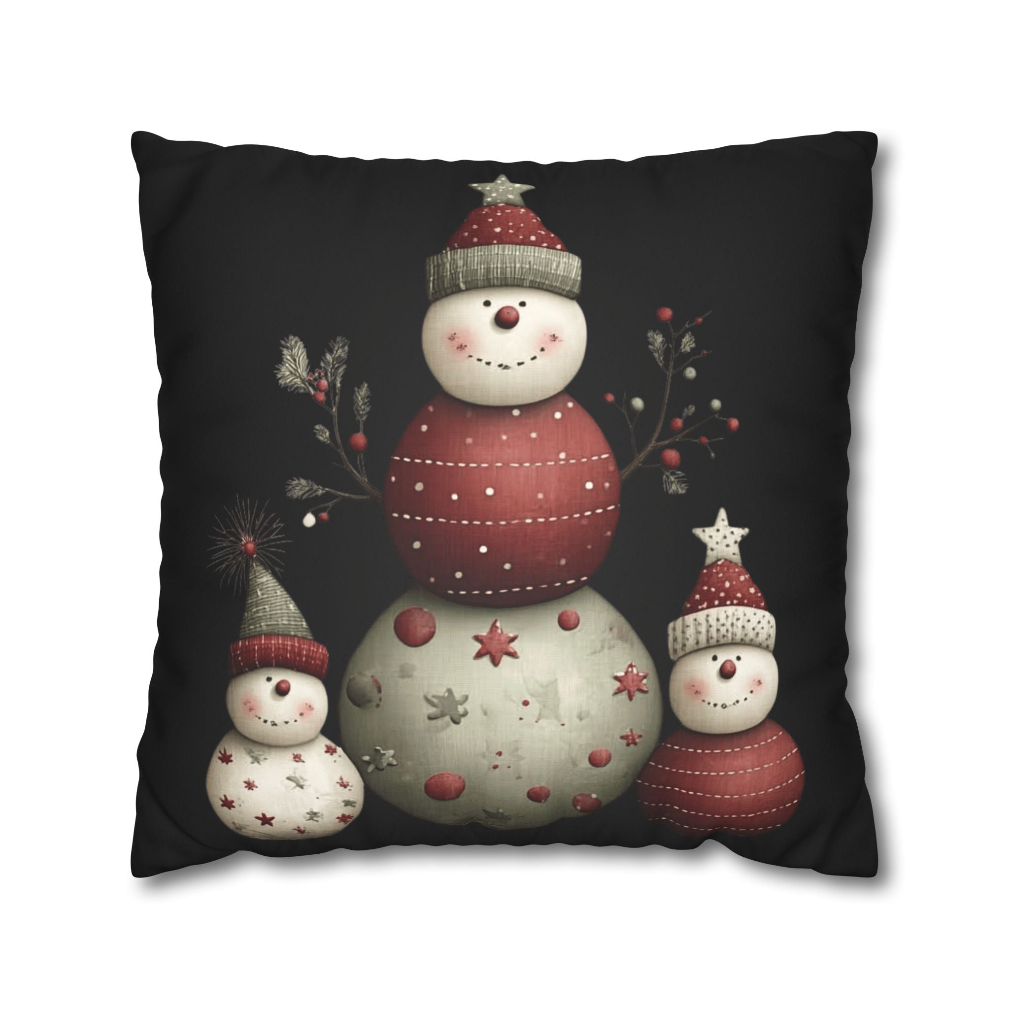 Christmas Snowman Pillowcase — Faux Suede Holiday Throw Pillow Cover CHRISTMAS PILLOW DÉCOR