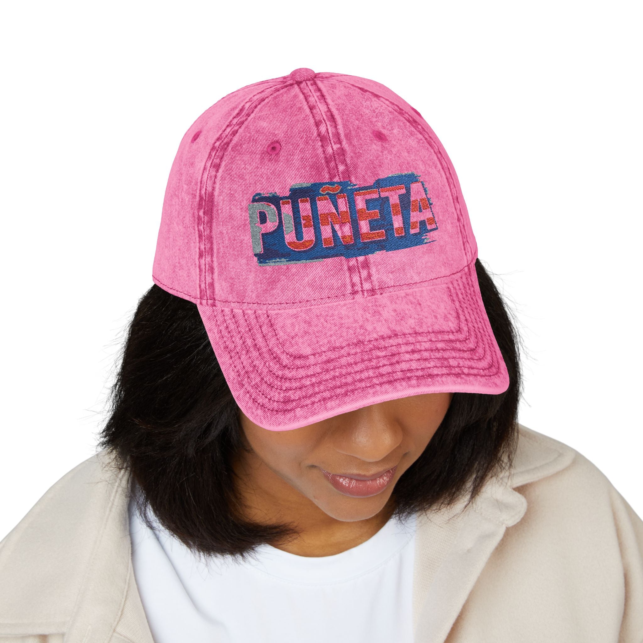 Puerto Rico Pride Knit Hat Vintage Embroidered Cap Puneta Red Hat for Casual Style
