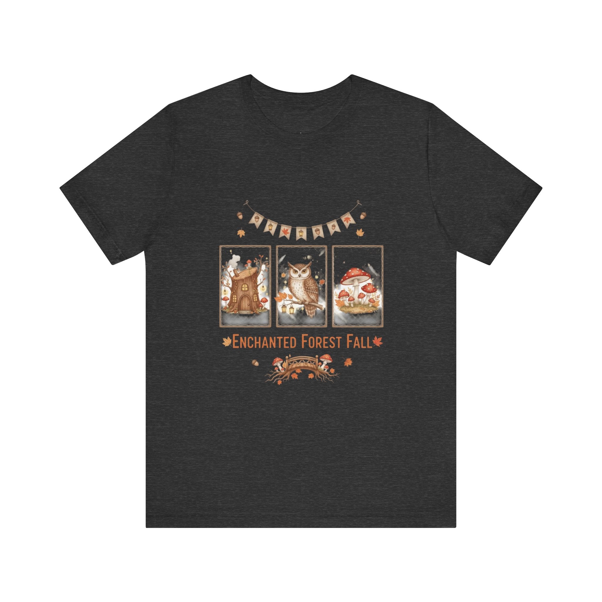 Enchanted Forest Fall Tee, Cute Owl Shirt, Autumn Graphic Tee, Nature Lover Gift, Cozy Fall Apparel, Wildlife T-Shirt, Unisex Fall Top
