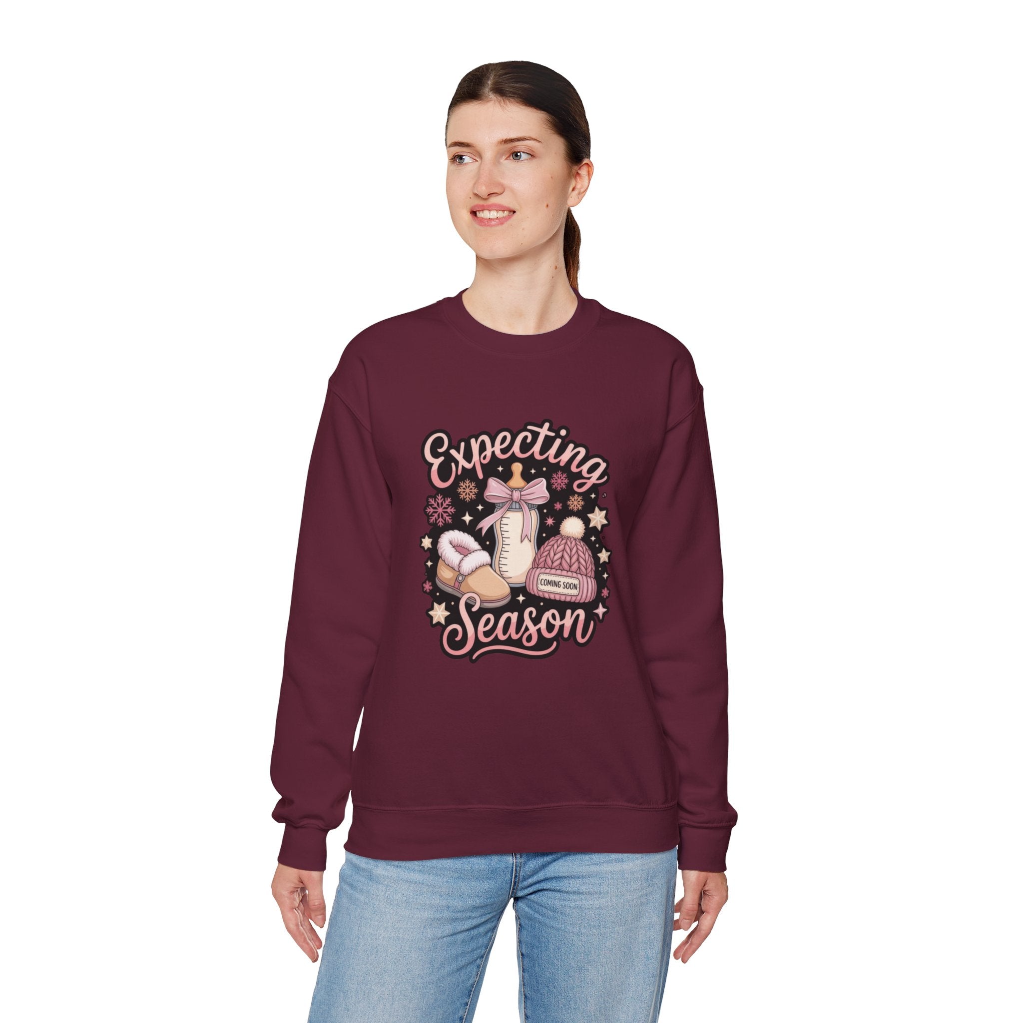 Expecting Season Sweatshirt  Cute Pregnancy Announcement Pullover Cartoon Christmas T-shirts and Sweaters