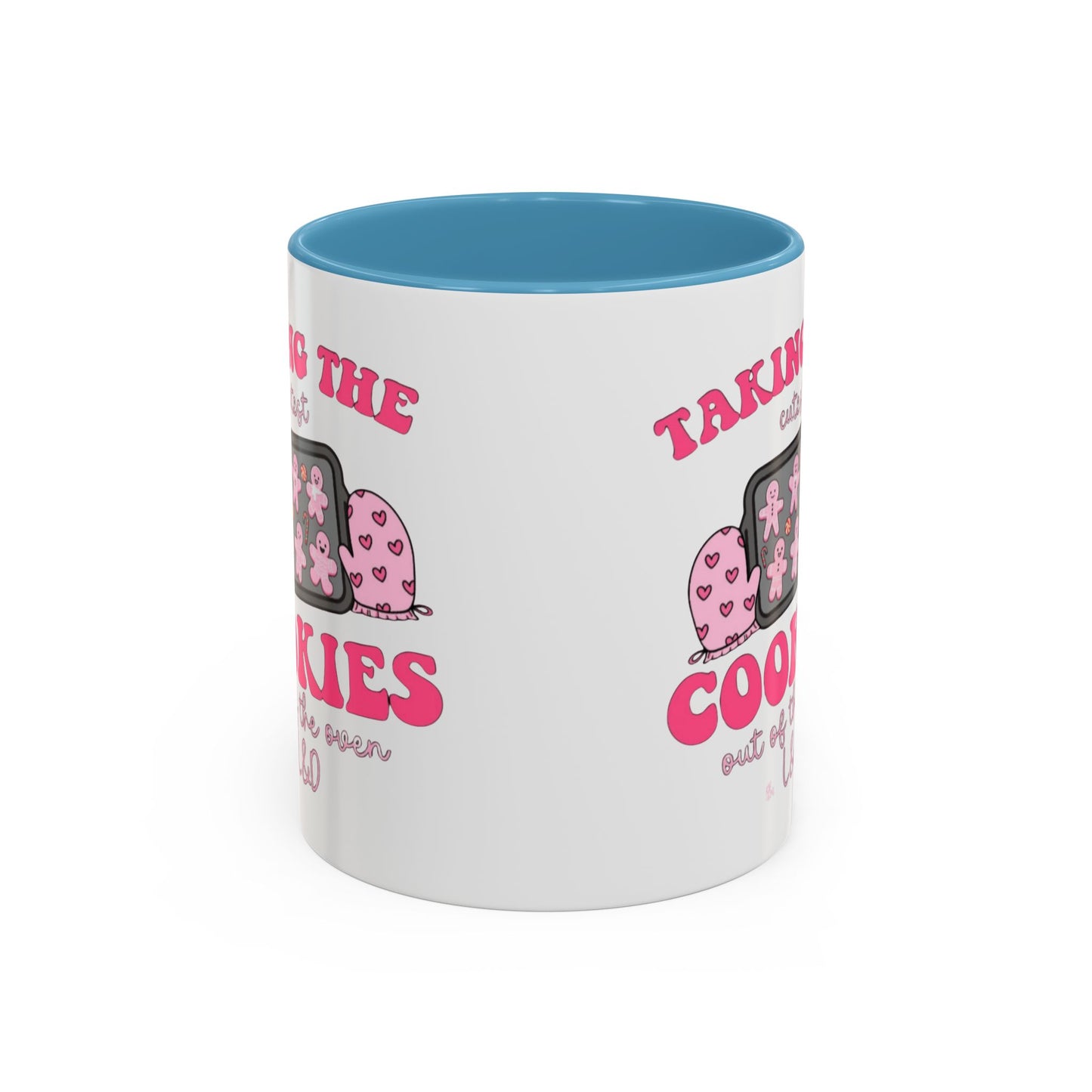 Accent Coffee Mug — "Taking the Cookies" Cute Pink Baking Design Coffee Cup for Fun Celebrations