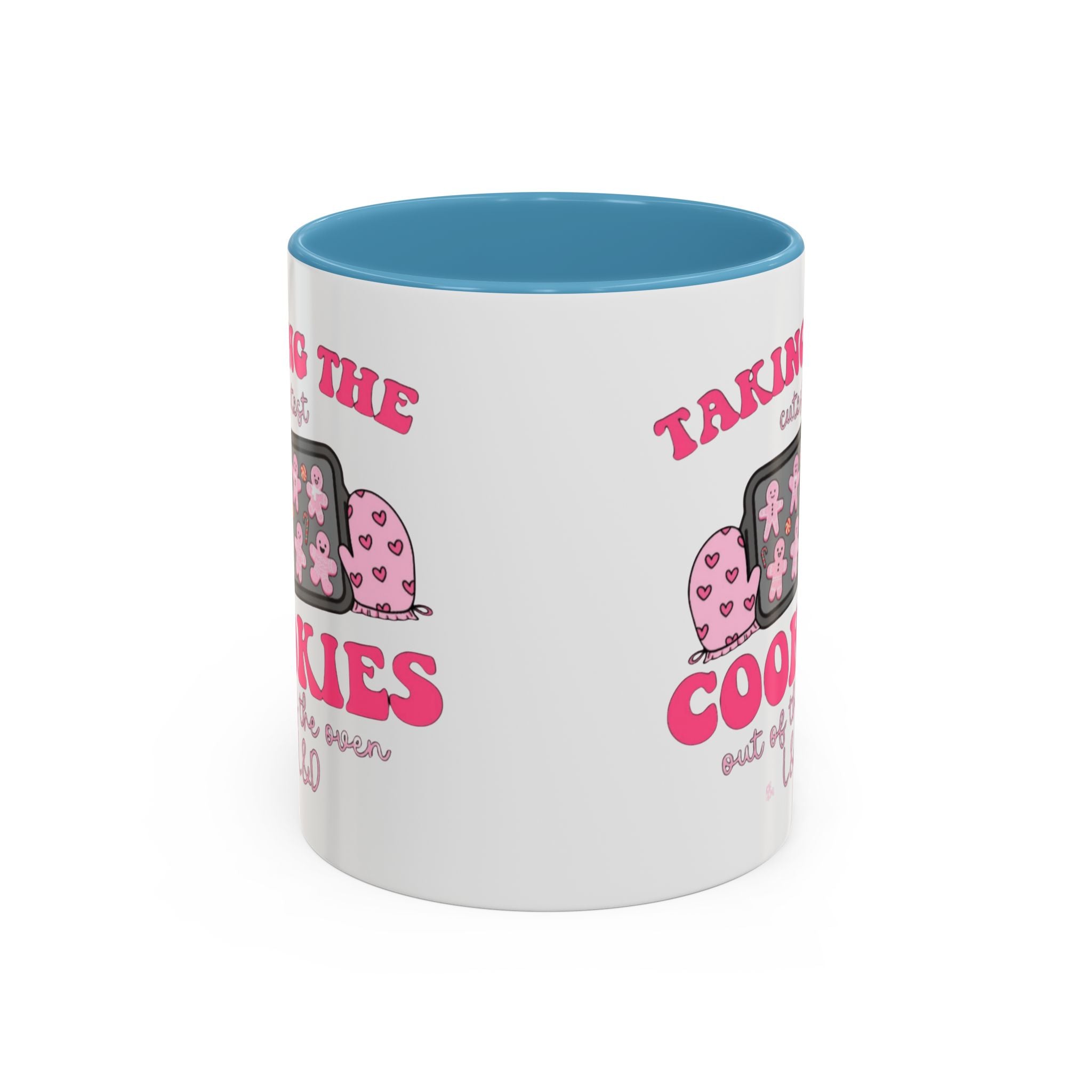 Accent Coffee Mug — "Taking the Cookies" Cute Pink Baking Design Coffee Cup for Fun Celebrations