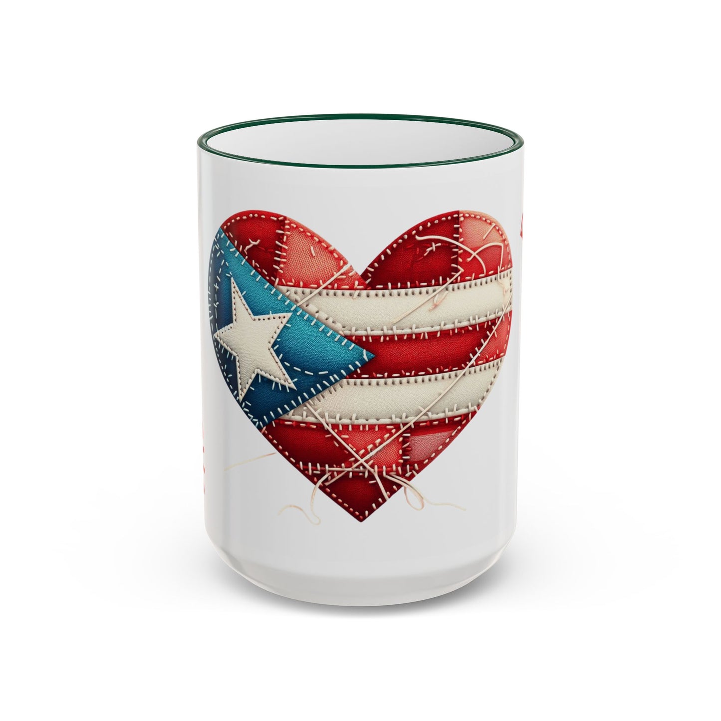 Puerto Rico Flag Heart Accent Rim Mug — Patriotic Coffee Cup (11oz/15oz)
