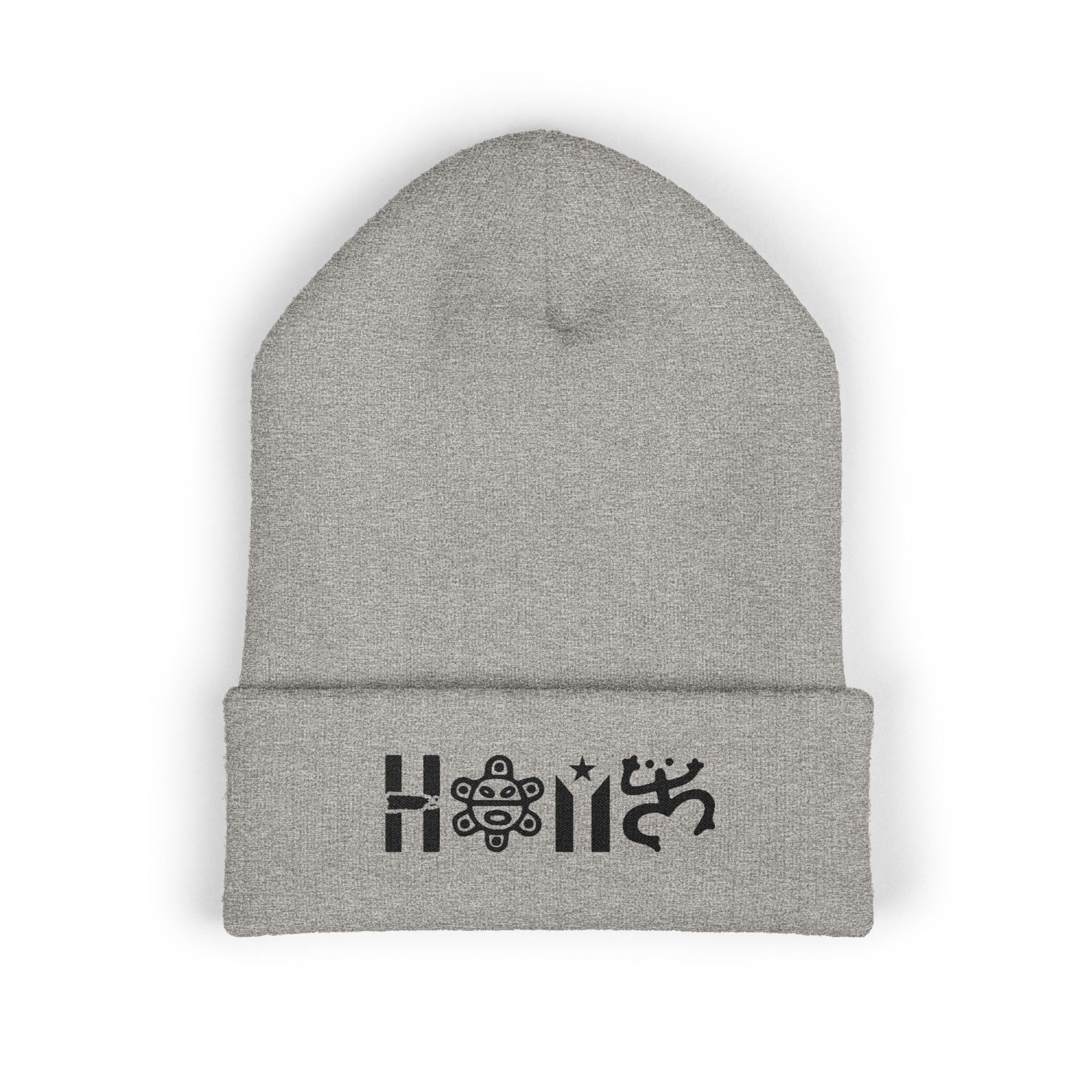 Embroidered 'Holi' Symbol Knit Hat Puerto Rico Beanie Hat – Boricua Pride Cuffed Winter Hat