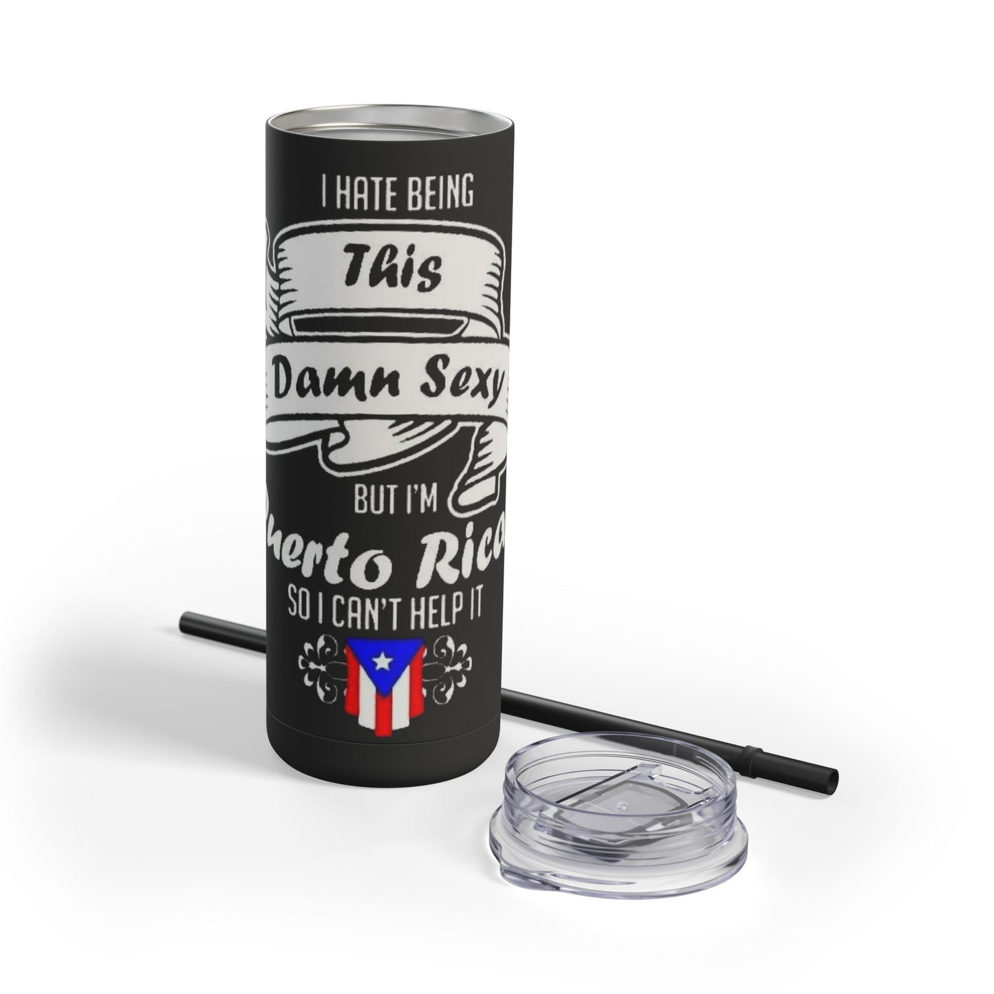 Puerto Rican Pride Skinny Matte Tumbler, 20oz | Perfect Gift for Afro-Latinx, Birthday, BBQ, Celebration, Fun Drinkware