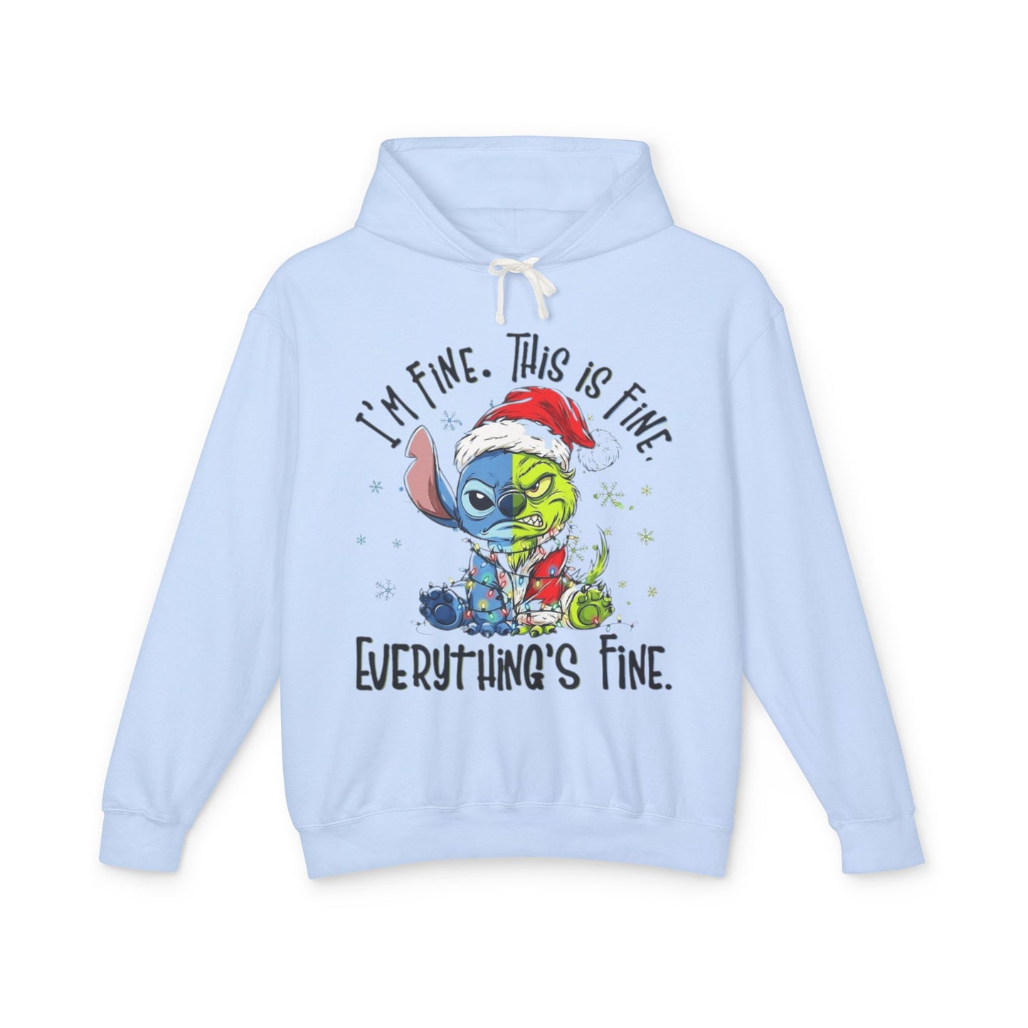 I'm Fine This Is Fine Hoodie  Funny Christmas Stitch Pullover Cartoon Christmas T-shirts and Sweaters