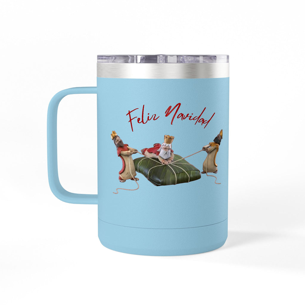 3 KINGS Holiday Travel Tumbler — 'Feliz Navidad' Dachshund Santa Design Coffee Cup for Fun Celebrations