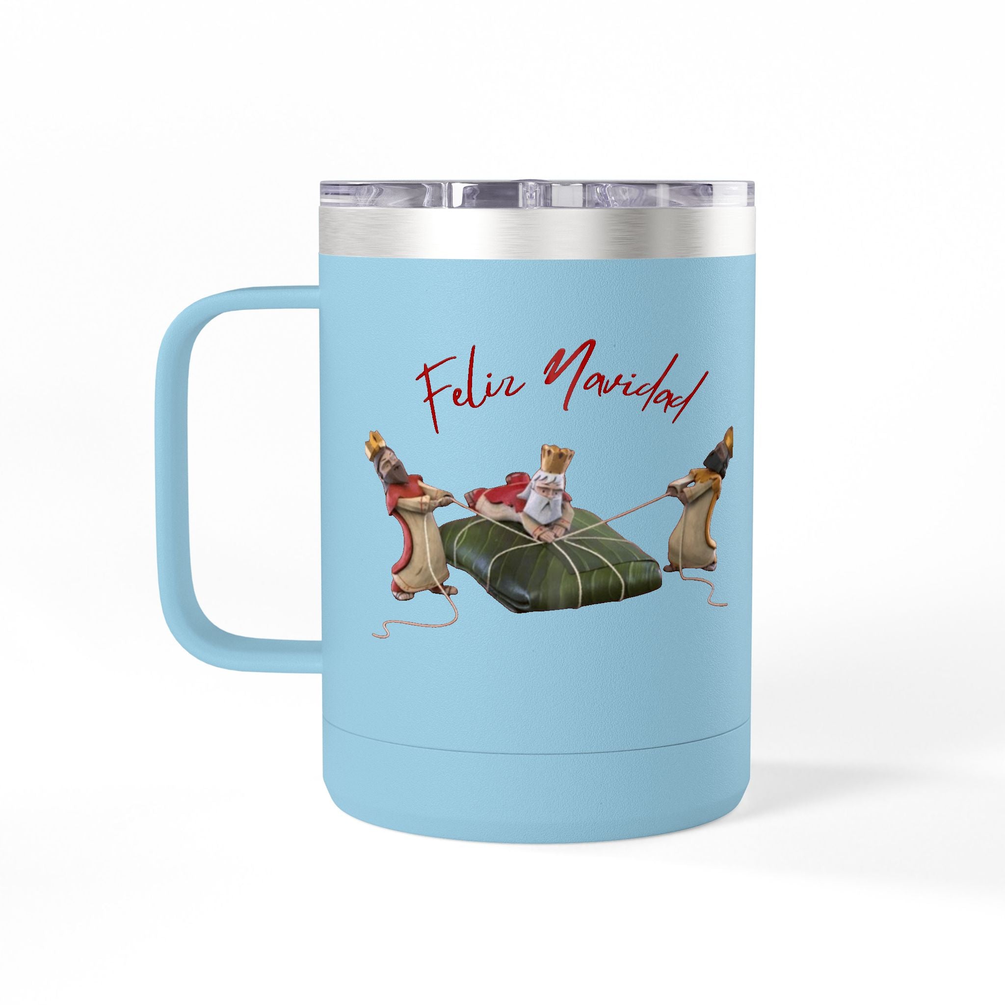 3 KINGS Holiday Travel Tumbler — 'Feliz Navidad' Dachshund Santa Design Coffee Cup for Fun Celebrations