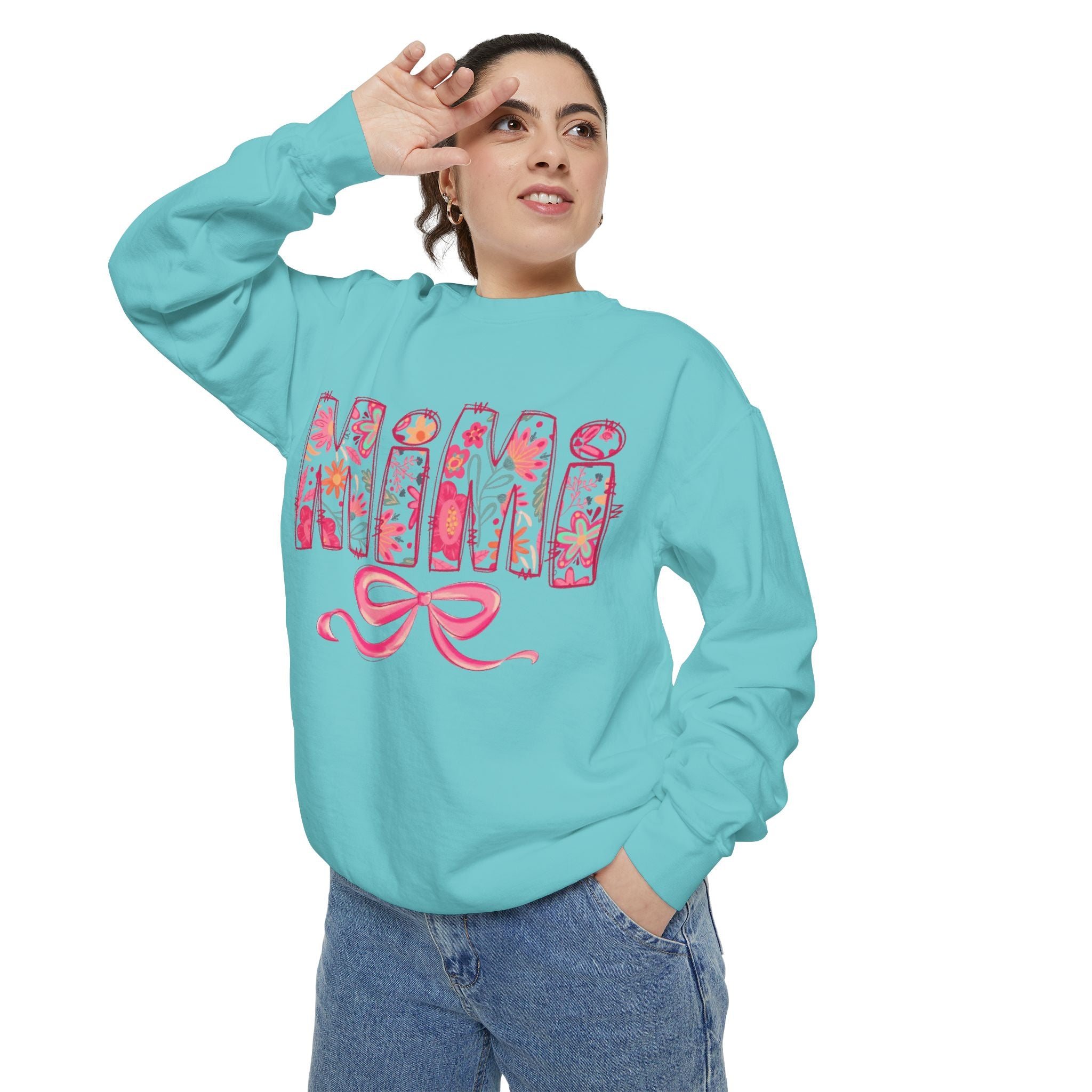 Mama Floral Sweatshirt  Pink Floral 'MAMA' Design with Bow
