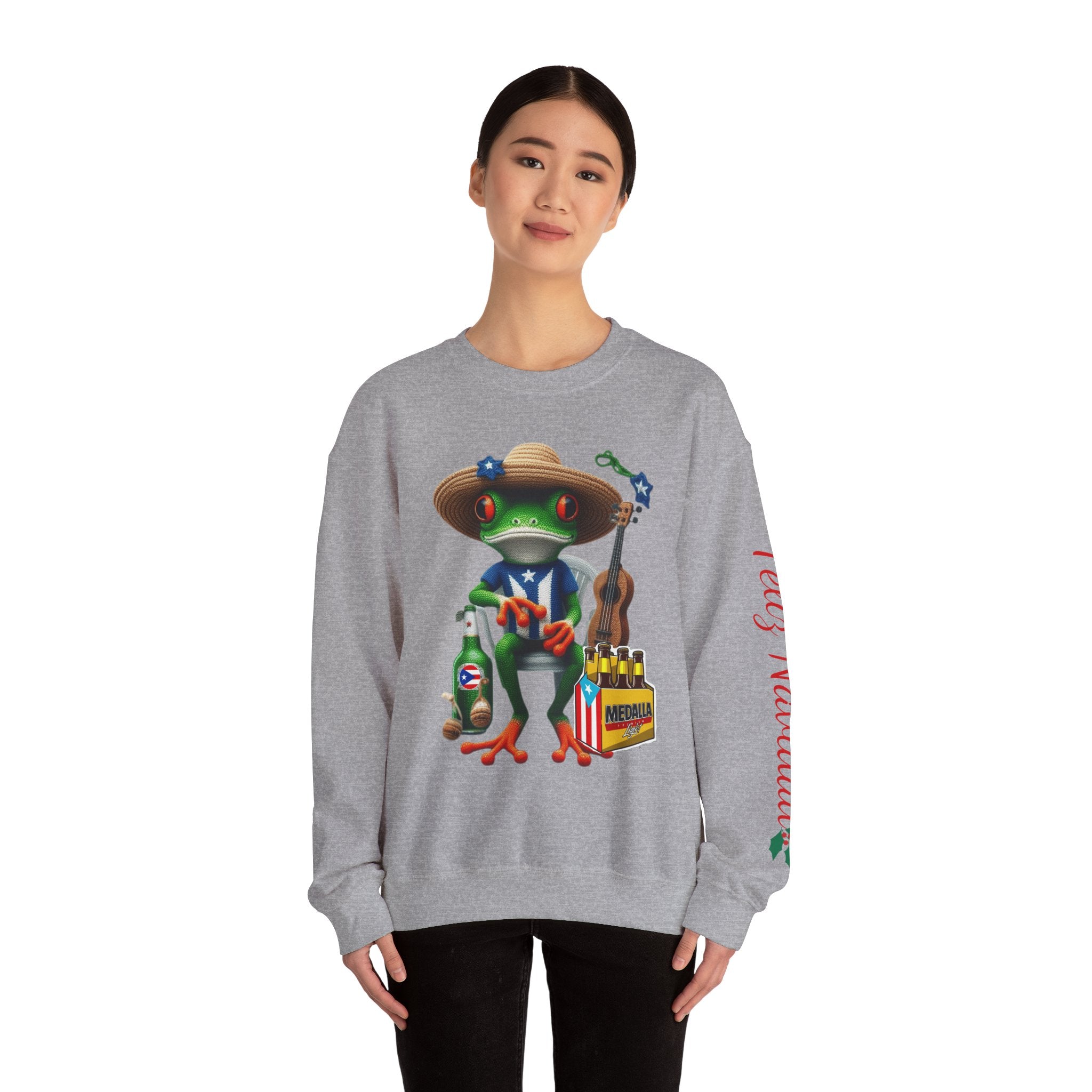 Frog Coqui Crewneck Sweatshirt – Coquito y Medalla Puerto Rican Vibes