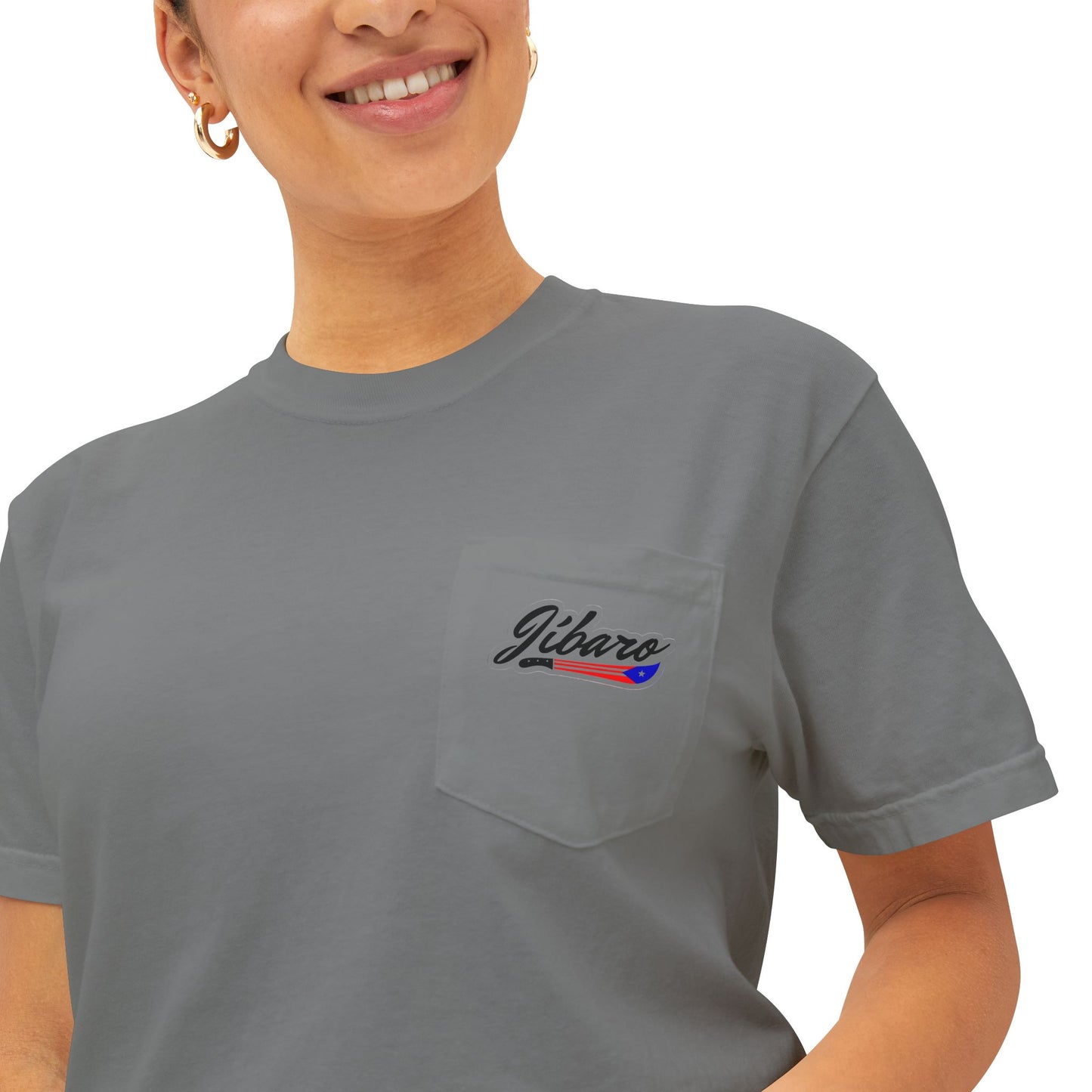 Jibaro Pocket TShirt Unisex Garment-Dyed Tee for Cultural Pride Puerto Rico Embroidered TShirt & Unisex Crewneck Sweatshirt
