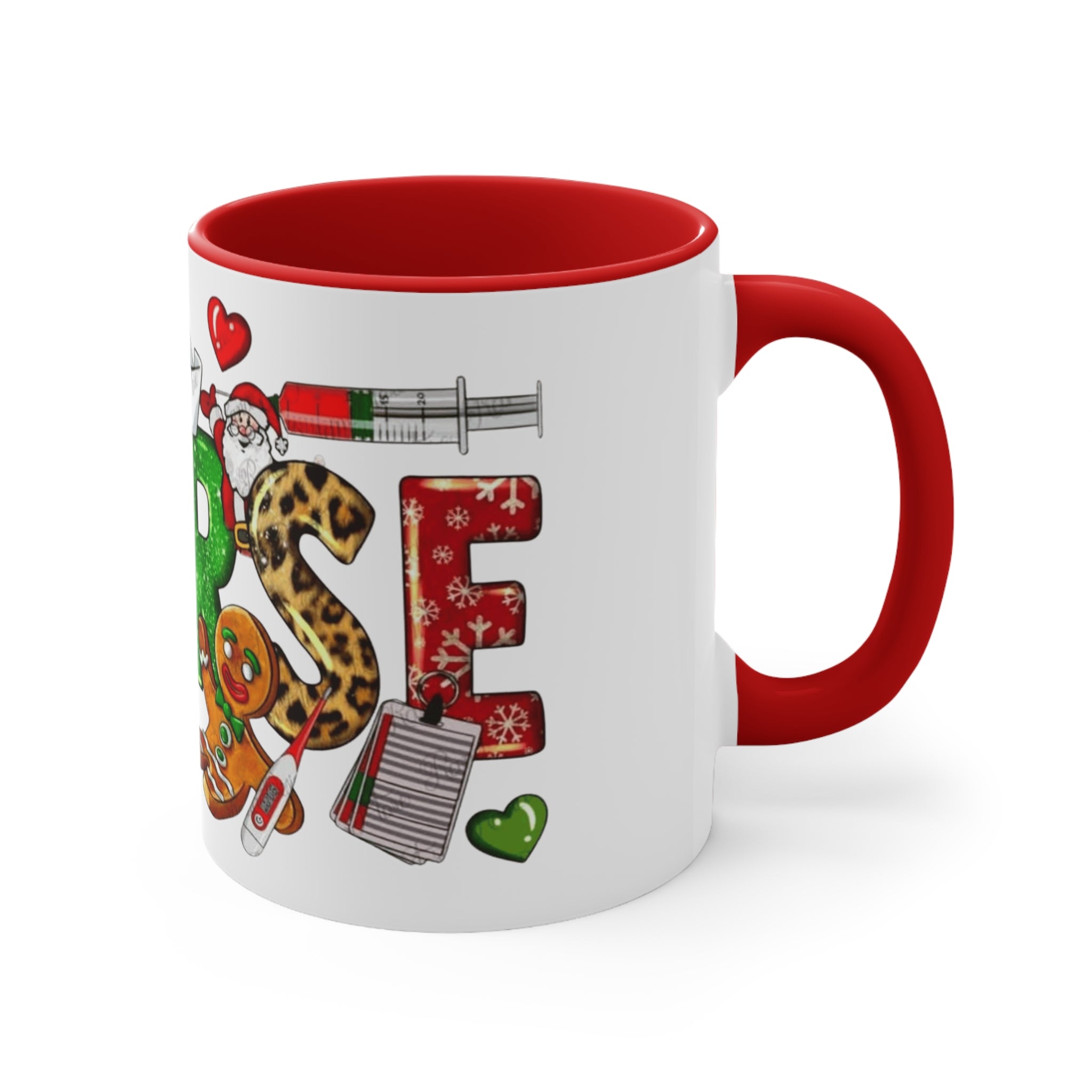Christmas Nurse Accent Mug — Festive Healthcare Holiday Coffee Cup with Gingerbread & Candy Cane Design Medical Christmas Mug