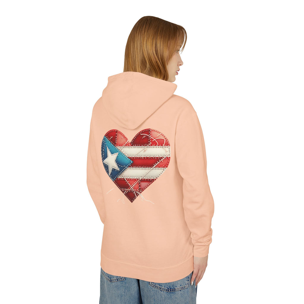 Jíbara Hoodie — Puerto Rican Heart Flag Lightweight Hooded Sweatshirt