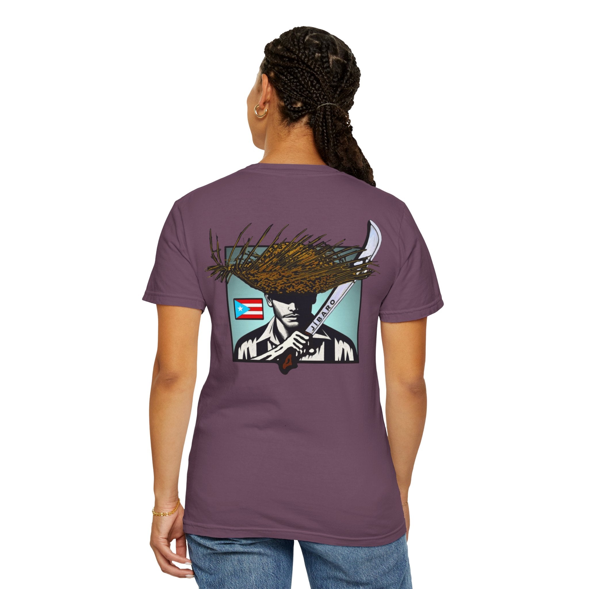 T-Shirt  "Jíbaro" Puerto Rican Heritage Tee (Back Machete  Sombrero de Paja Design) Puerto Rico’s Navidades