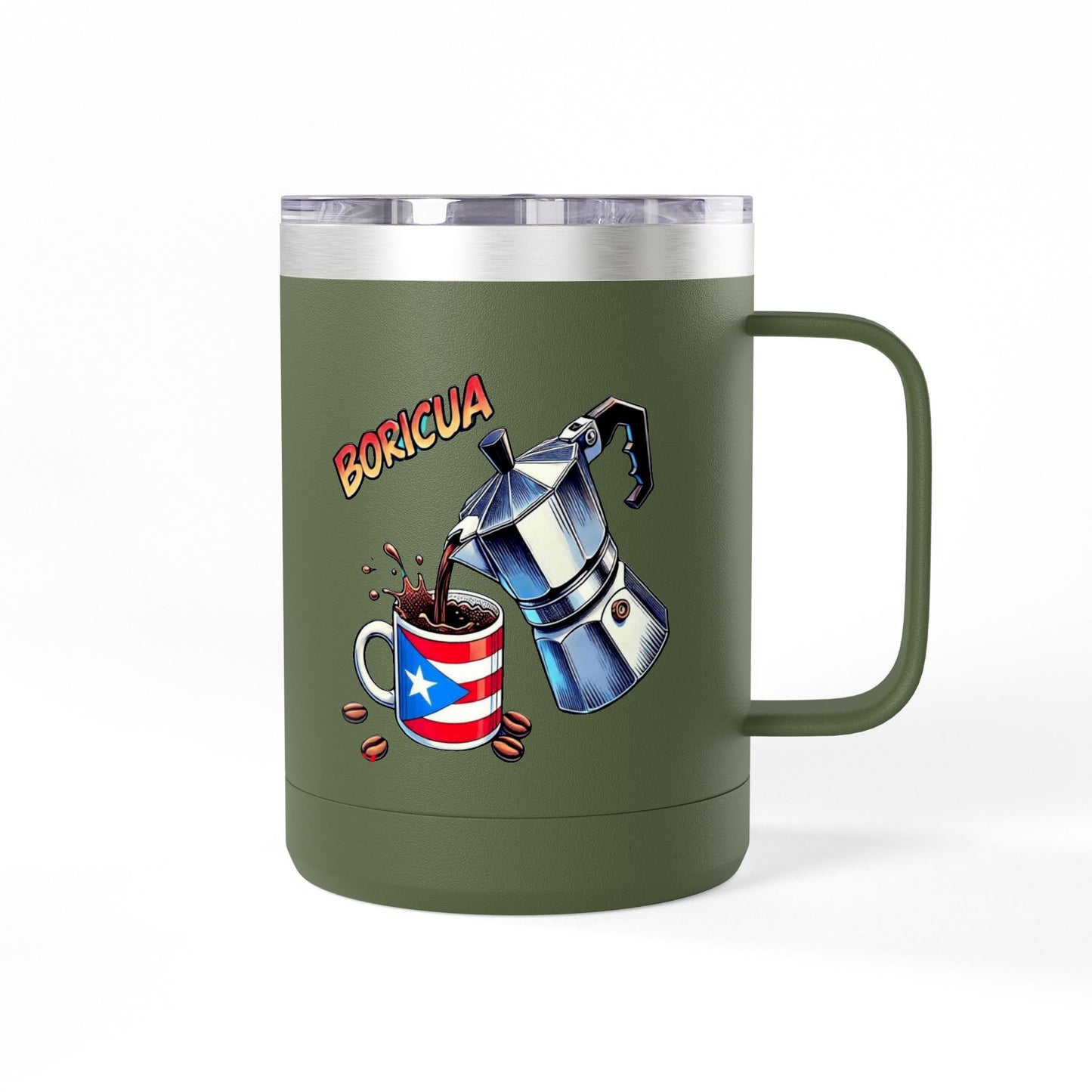 Puerto Rican Coffee Mug Tumbler, 15oz | Great Gift for Coffee Lovers, Unique Kitchen Decor, Perfect for Birthdays & Holidays