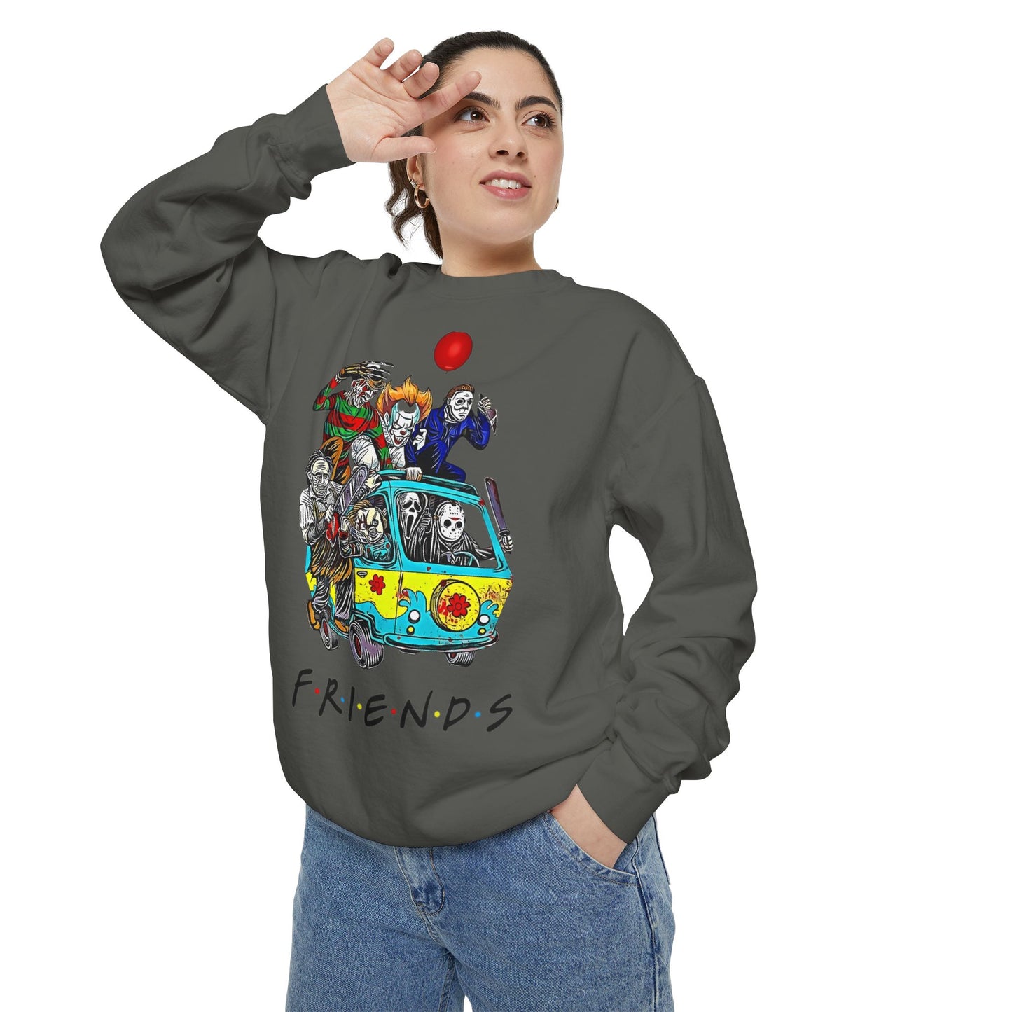 Friends-Inspired Unisex Garment-Dyed Sweatshirt, Cozy Casual Wear, Unique Graphic Sweatshirt, Perfect Gift, Everyday Style