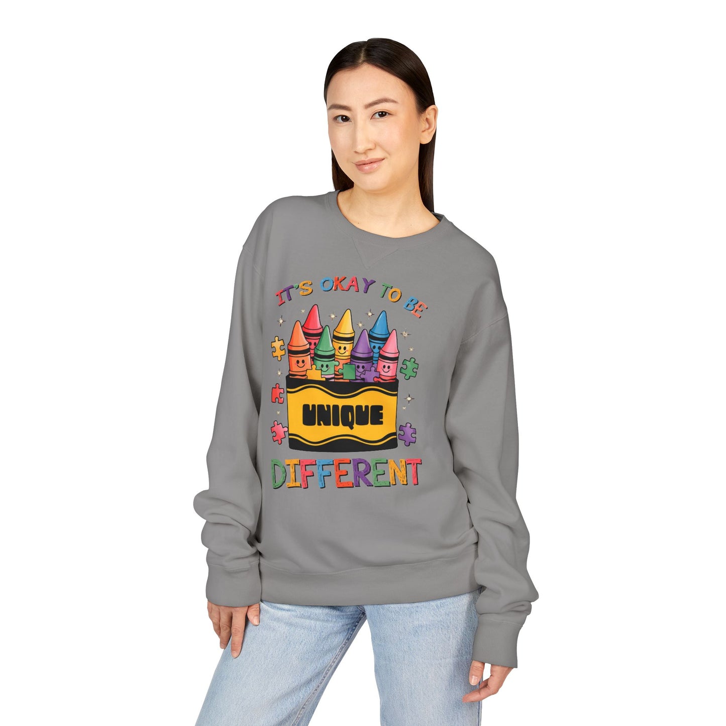 Autism Awareness & Pride Collection Unique & Different Crewneck Sweatshirt - Unisex ComfortWash®