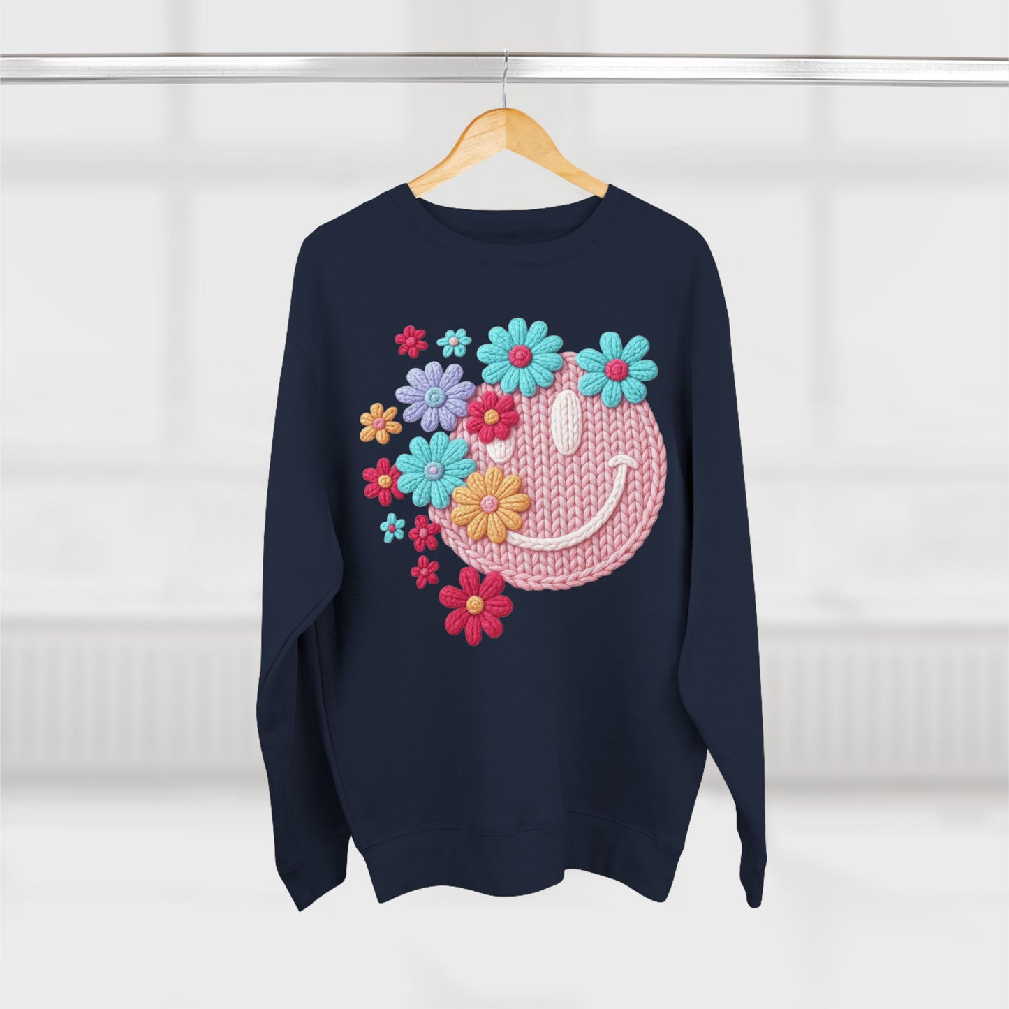 Floral Knit Smile Sweatshirt Cozy, Unbothered