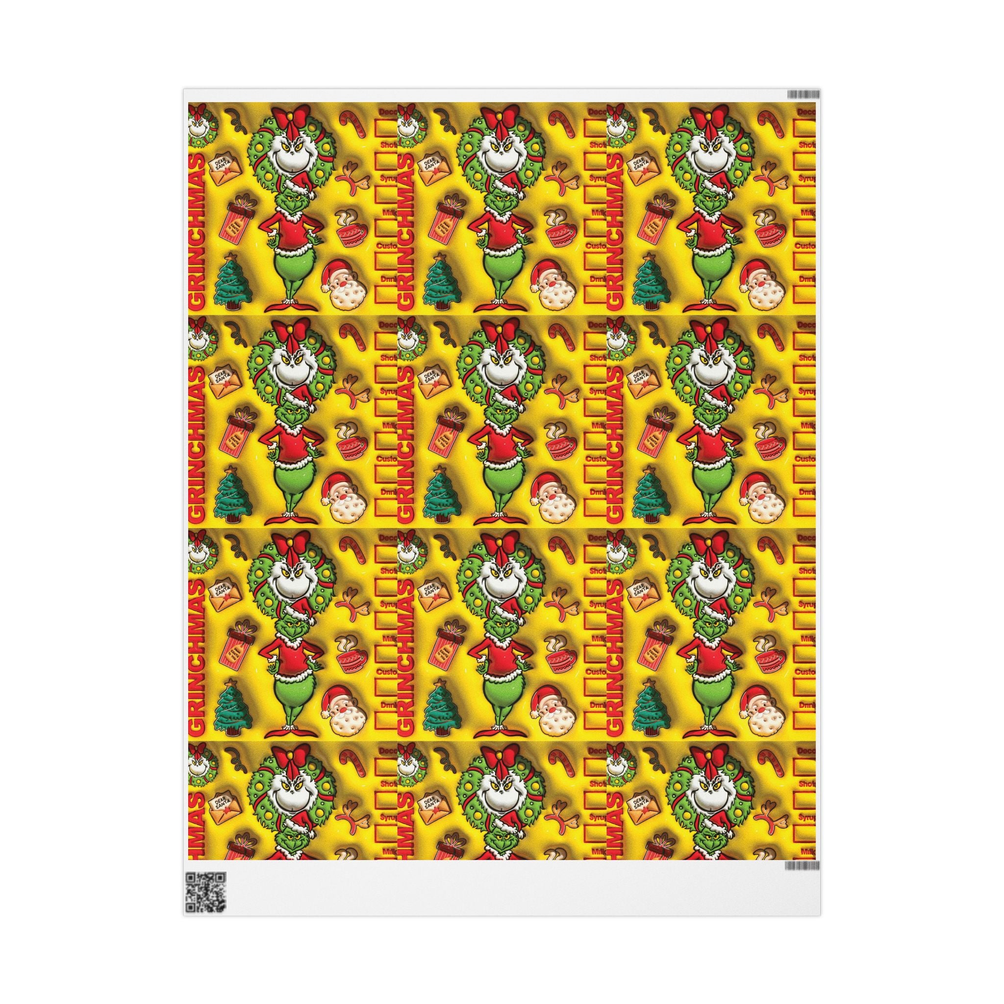 Christmas Wrapping Paper Roll – Retro Santa & Tree Holiday Gift Wrap Festive Wrapping Paper