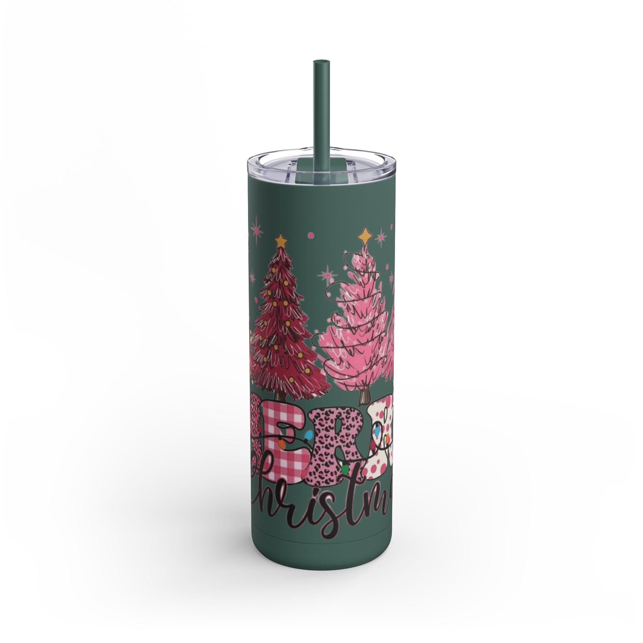 Christmas Tree Tumbler - 20oz Skinny Matte Drinkware Christmas gift mug