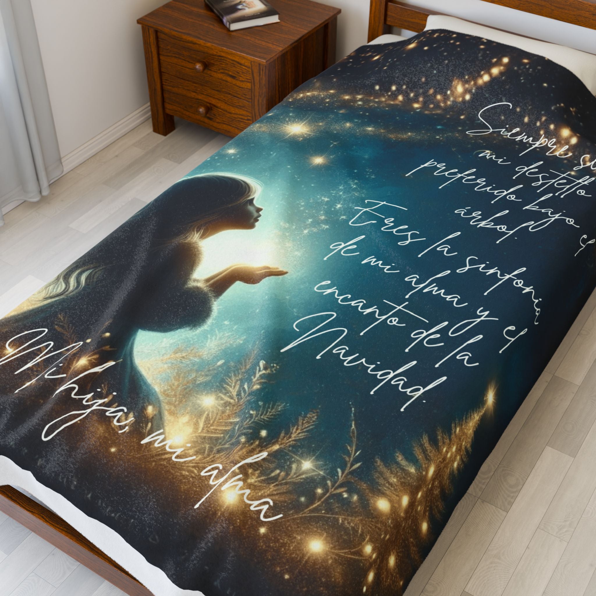 Christmas Velveteen Plush Blanket "Eres la sinfonía de mi alma" Holiday Throw