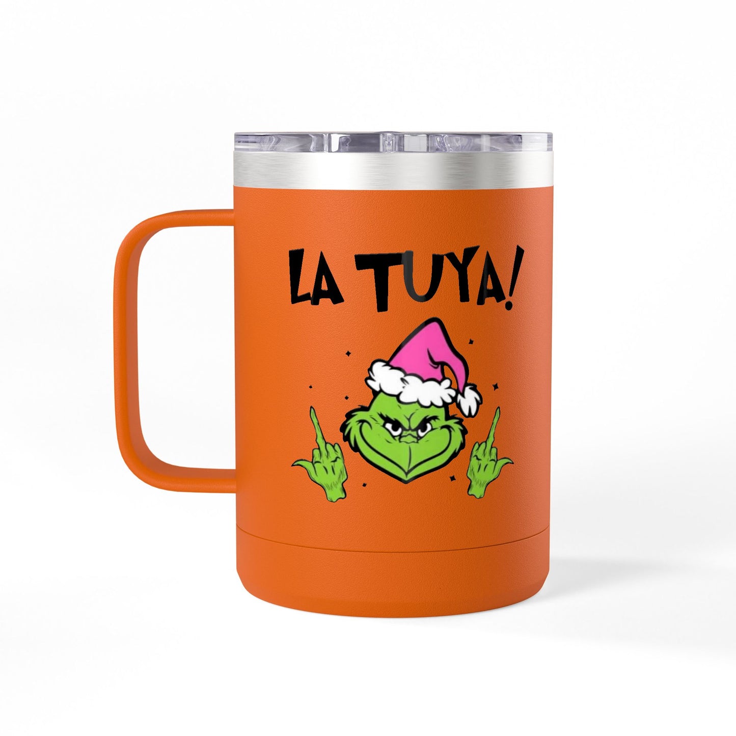 Holiday Grinch Coffee Mug Tumbler - 15oz Vaso / Taza de Acero Inoxidable – Diseño Navideño