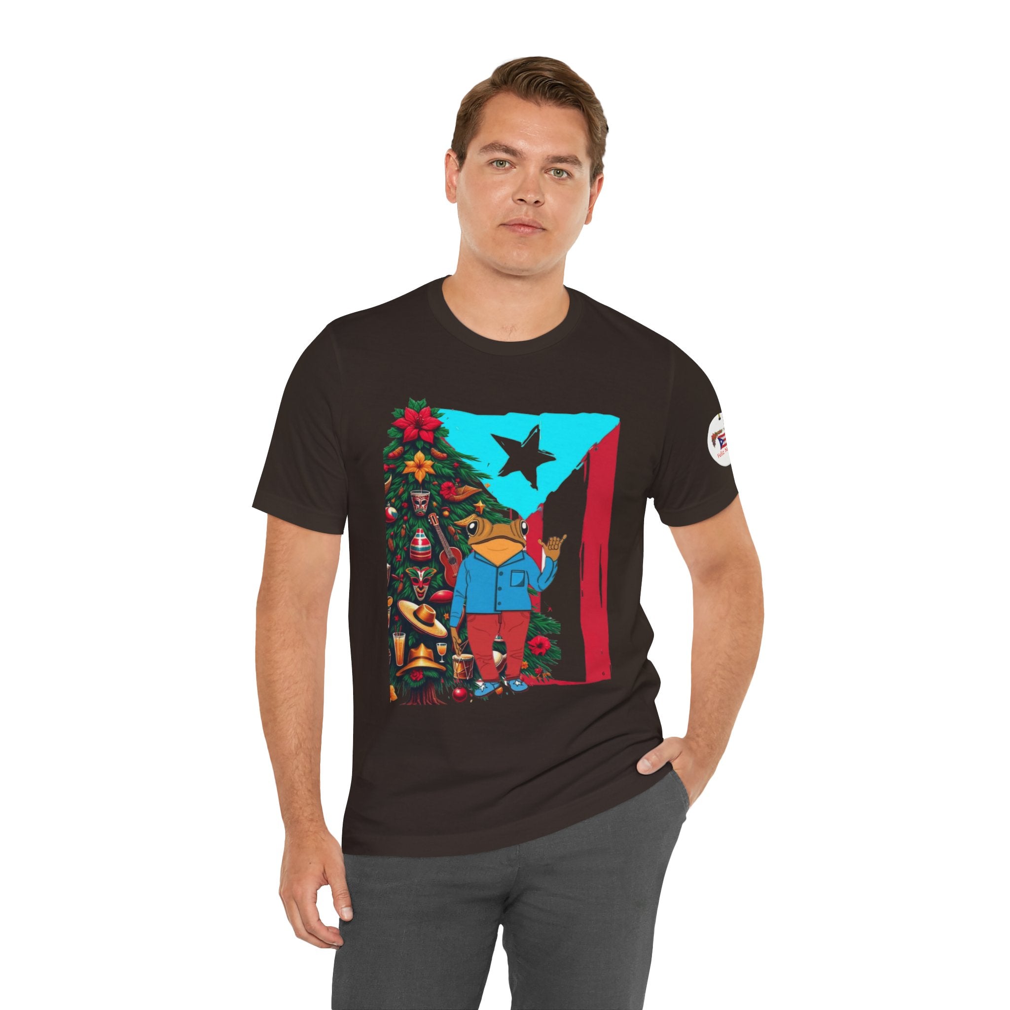 Puerto Rico Holiday T-Shirt  Coquí by Christmas Tree Graphic Puerto Rico’s Navidades