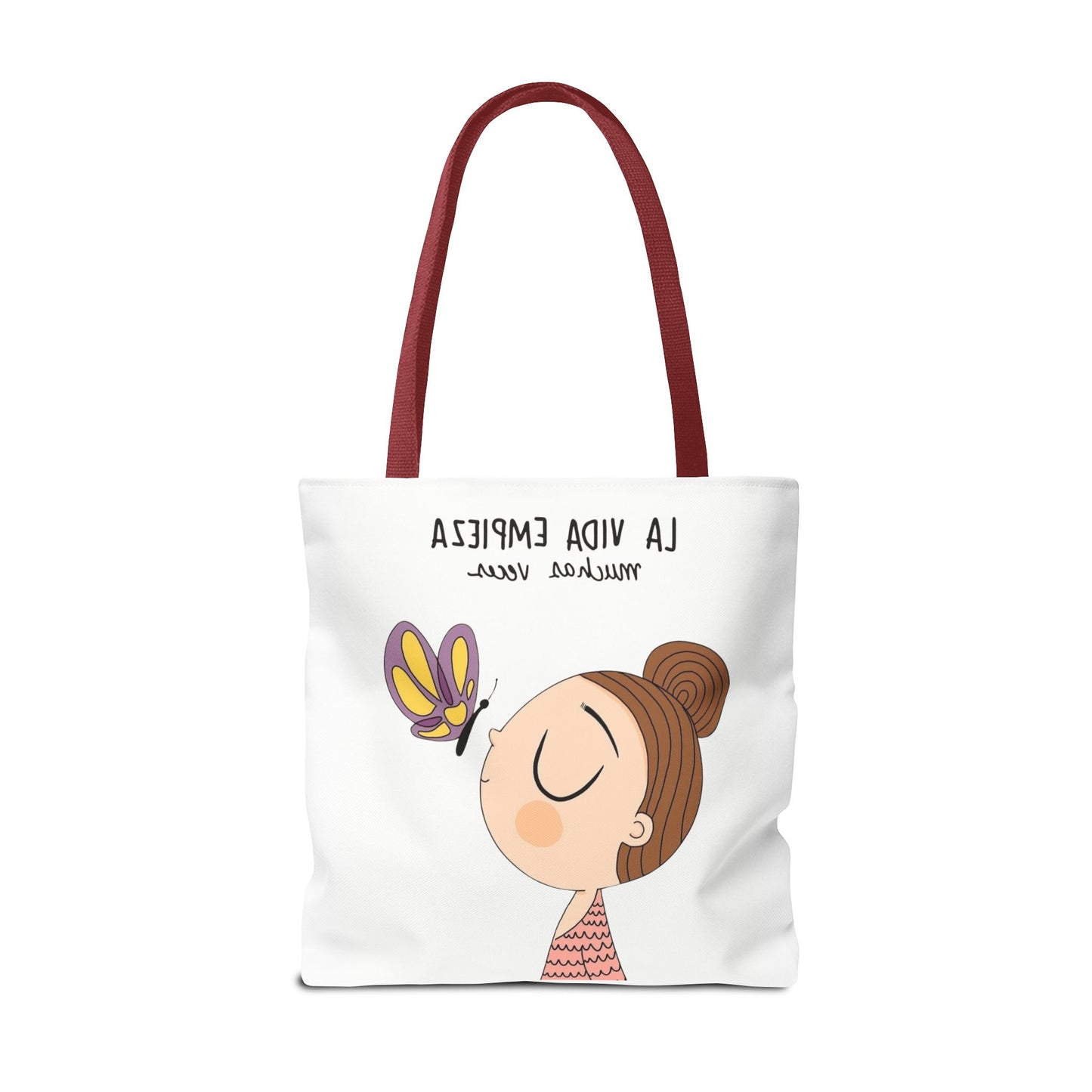 Lleva inspiración contigo a donde vayas, Eco-Friendly Carryall, Motivational Gift, Cute Reusable Shopper, Butterfly Design, Brighten Your Day