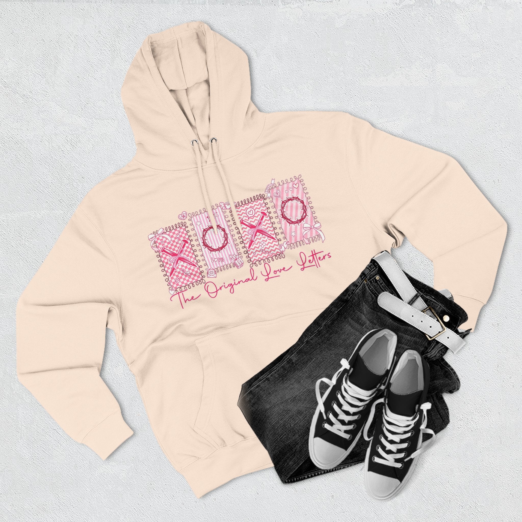 Hoodie  Pink XOXO Three Panel Love Letters Fleece Hoodie