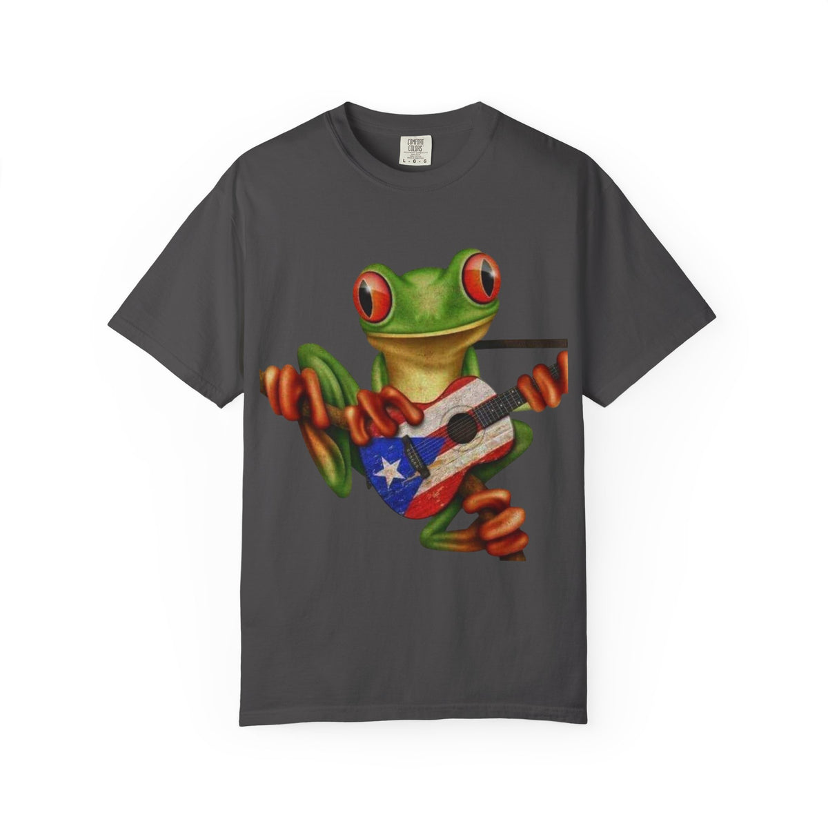 Where Boricua Meets Funky Guitar Frog T-Shirt, , Music Lover Gift, Cool Animal T-Shirt, Summer Style, Lightweight Apparel
