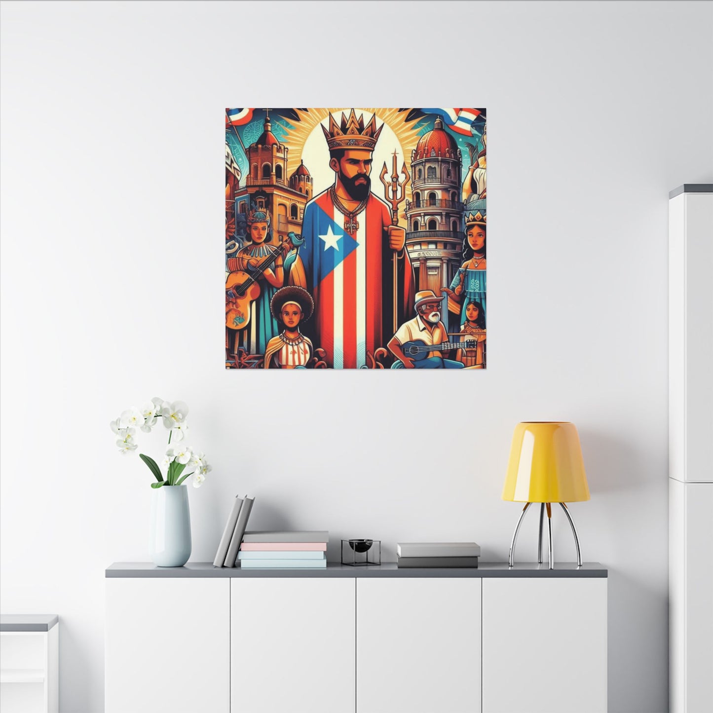 Vibrant Puerto Rican Art Canvas, Cultural Wall Decor, Celebration Decor, Unique Gift, Home Accent, Multi-Size