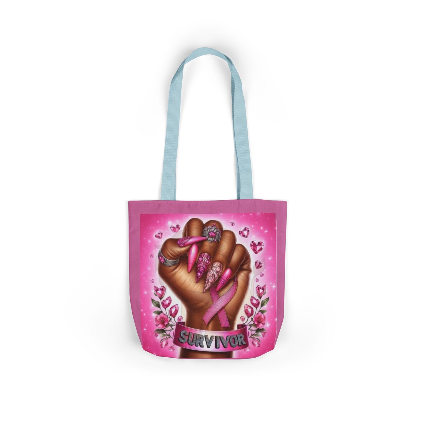 Breast Cancer Survivor Tote Bag  Pink Ribbon Empowerment Canvas Tote