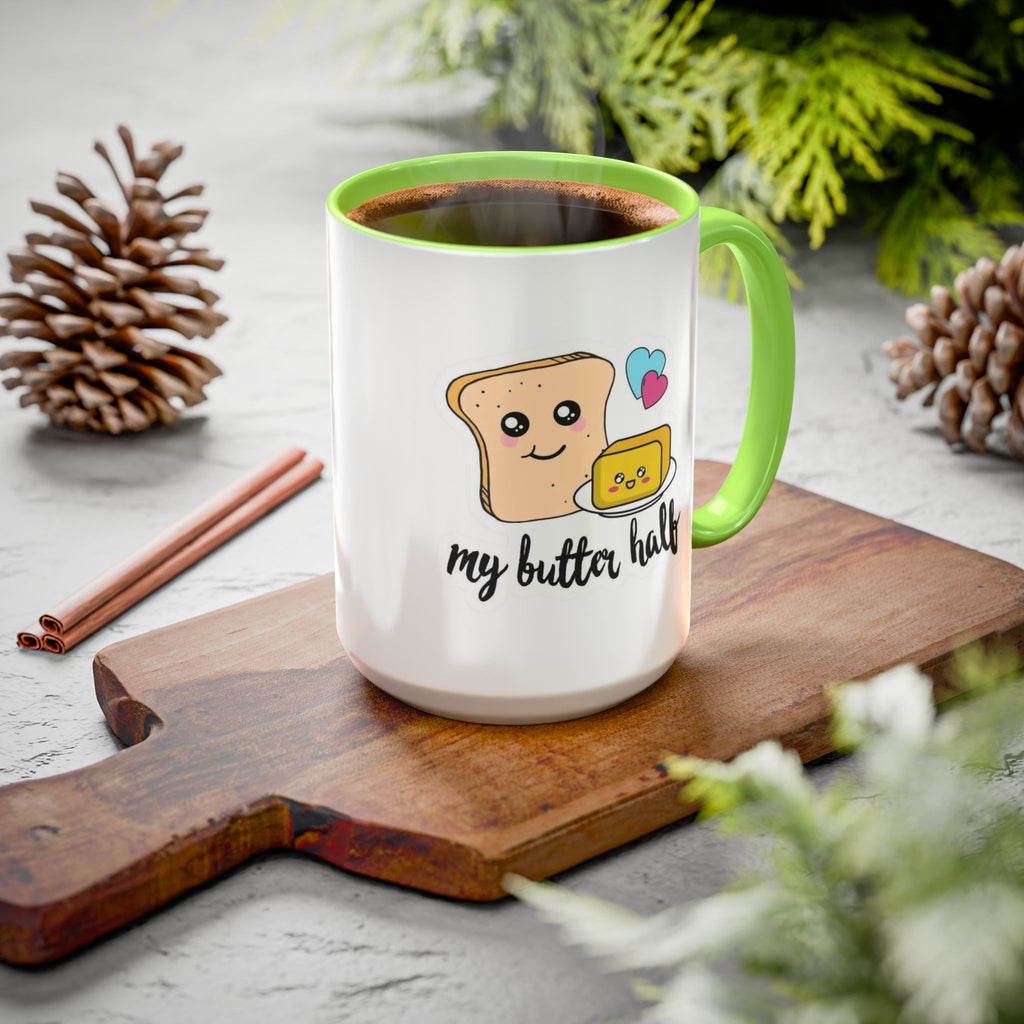 Motivational & Funny Quote Mugs Uplifting Coffee Cup Gifts Cute Foodie Relationship Mug My Butter Half Design, Colorful 11oz & 15oz