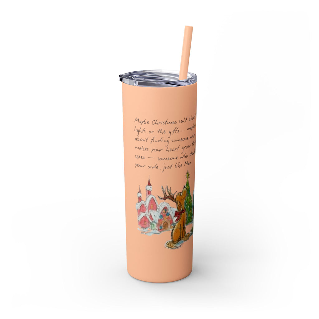Grinch Christmas Skinny Tumbler with Straw — Dr. Seuss Holiday Quote Design, 20oz Christmas Mugs Collection