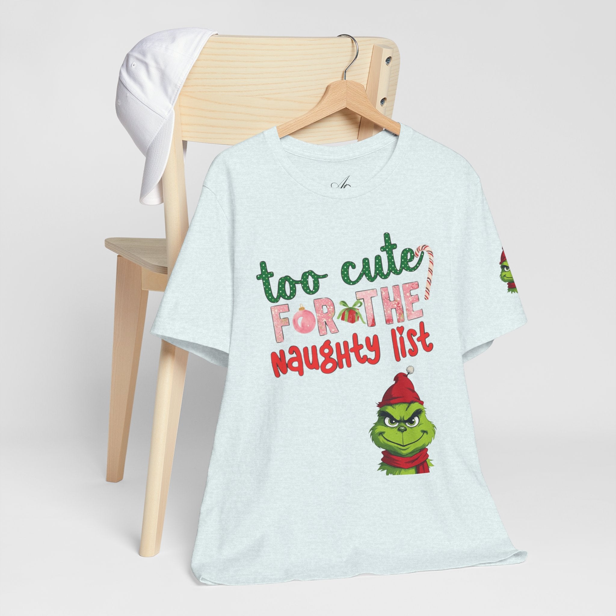 Christmas T-Shirts and Sweatshirts Collection Cute Grinch Holiday Tee 'Too Cute for the Naughty List' Unisex Jersey T-Shirt