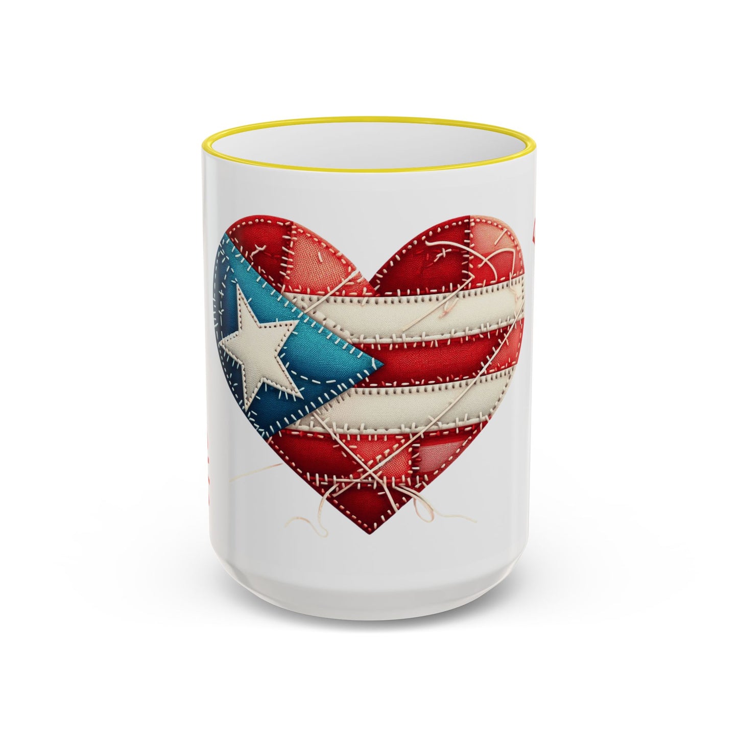Puerto Rico Flag Heart Accent Rim Mug — Patriotic Coffee Cup (11oz/15oz)