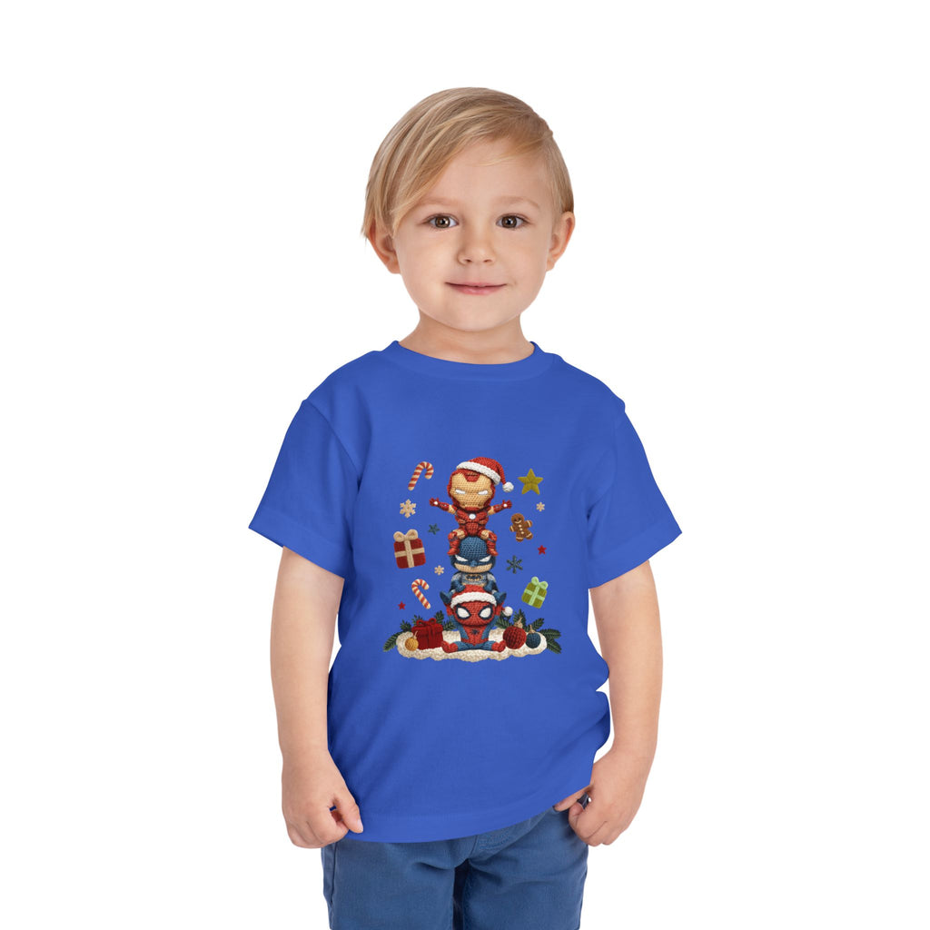 Toddler Tee  Cute Stacked Superhero Christmas Pile christmas kids collection