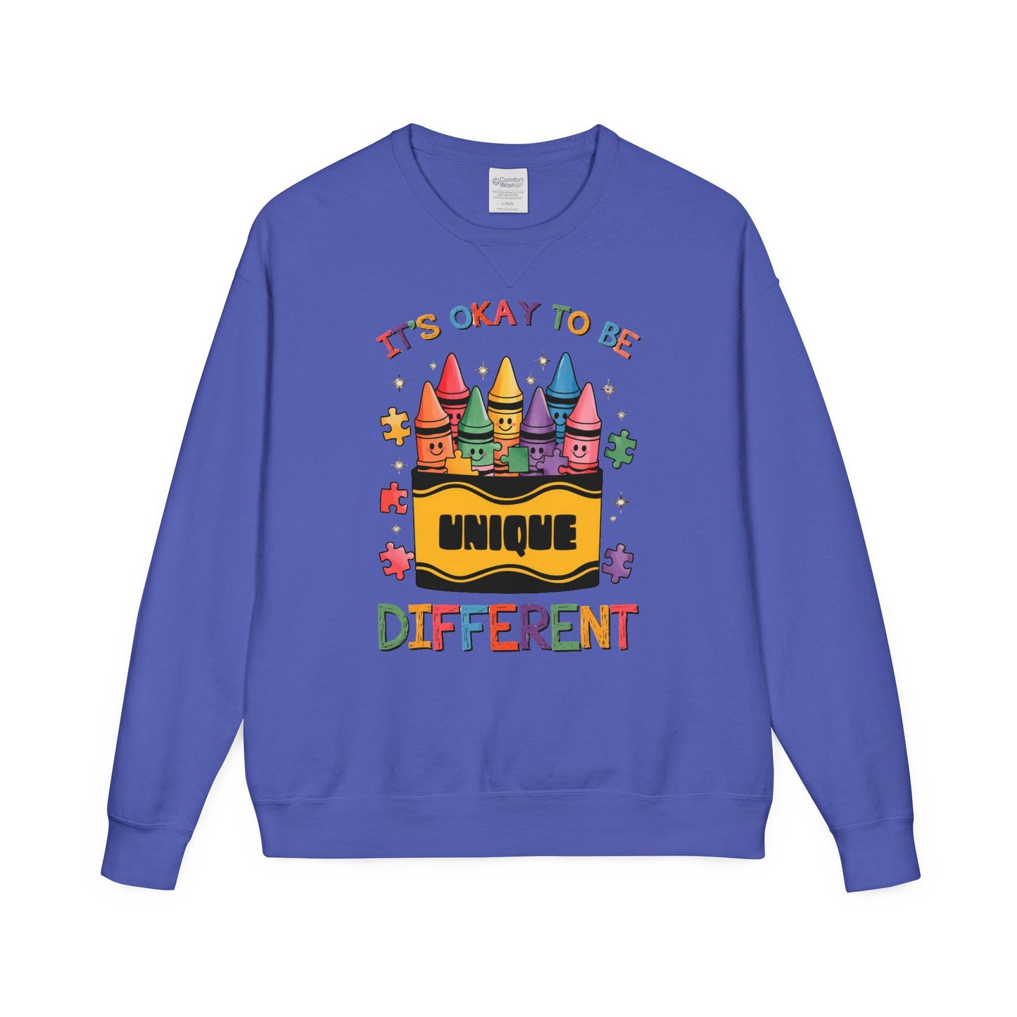 Autism Awareness & Pride Collection Unique & Different Crewneck Sweatshirt - Unisex ComfortWash®