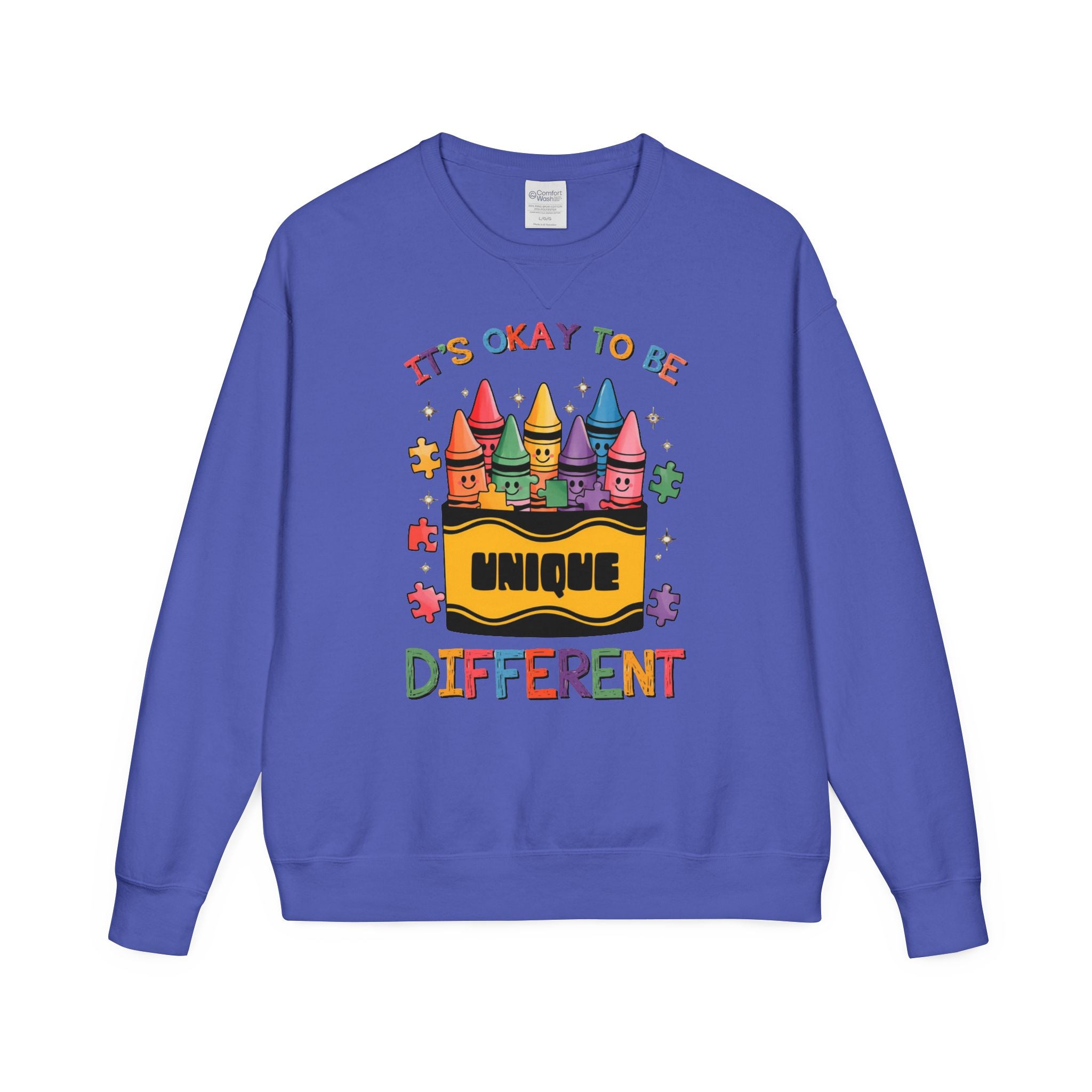 Autism Awareness & Pride Collection Unique & Different Crewneck Sweatshirt - Unisex ComfortWash®