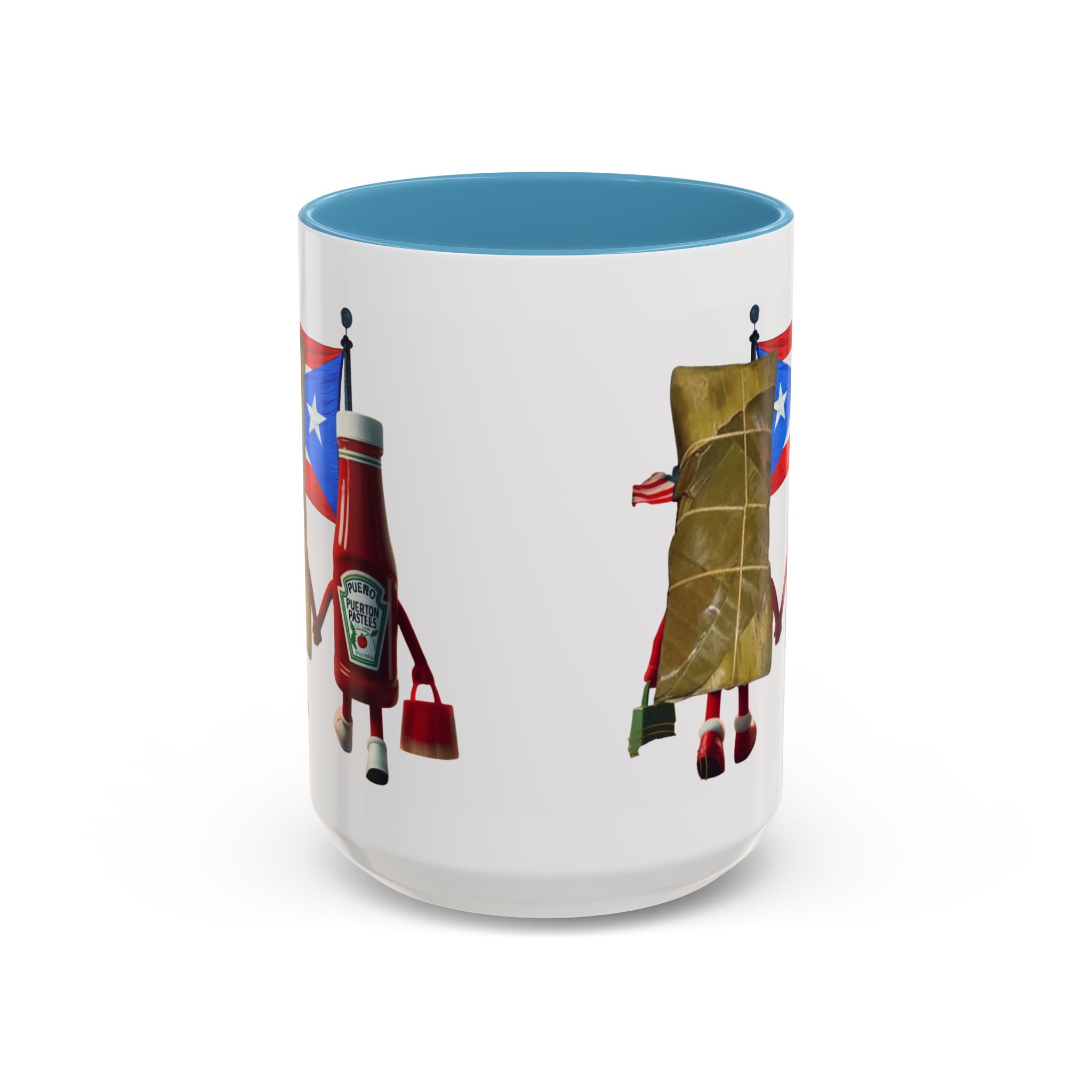 Puerto Rican Flag Ketchup & Pasteles Coffee Mug — Funny Food Friends Accent Mug (11/15oz)