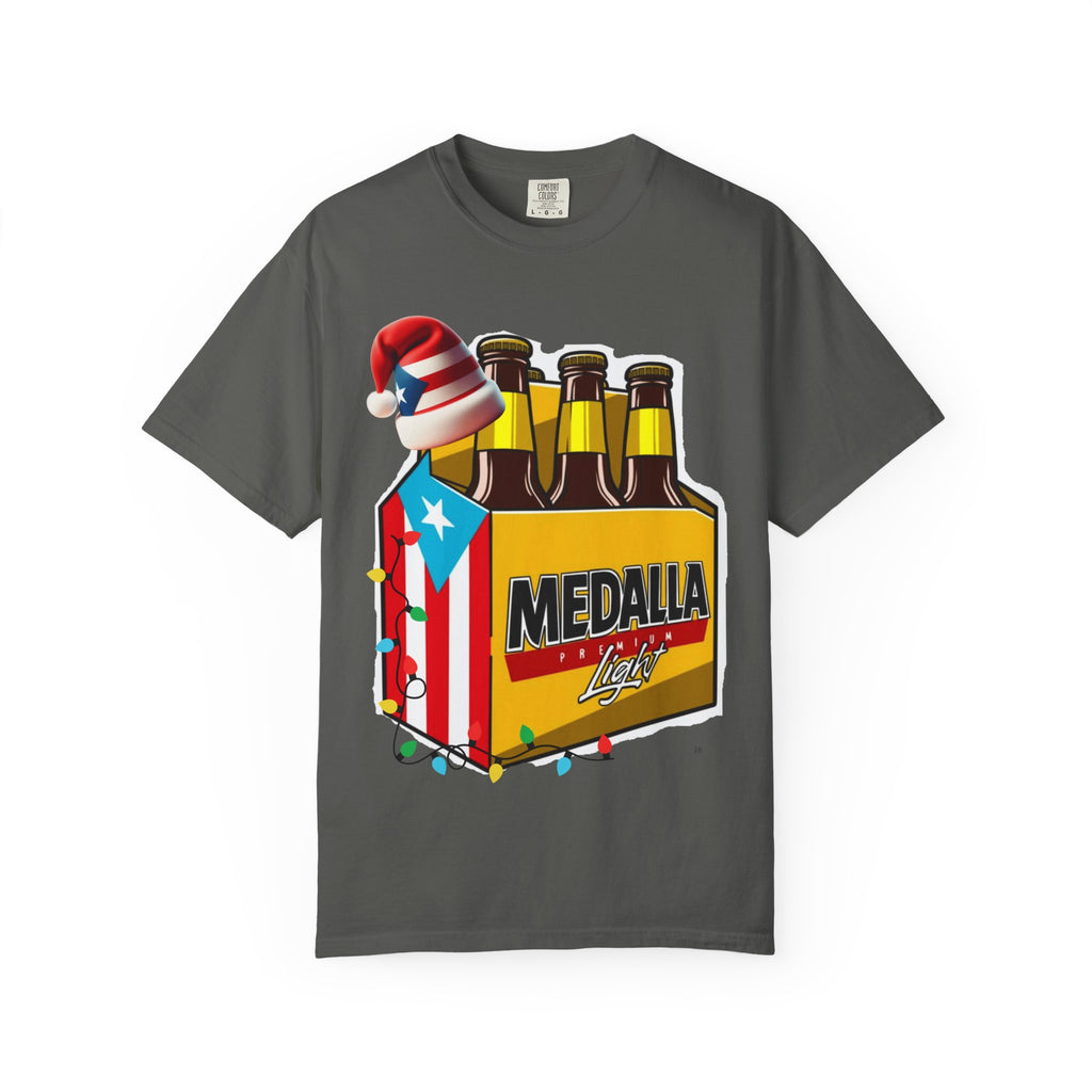 Medalla Light Beer T-Shirt  Navidad Boricua Holiday Tee Puerto Rico’s Navidades