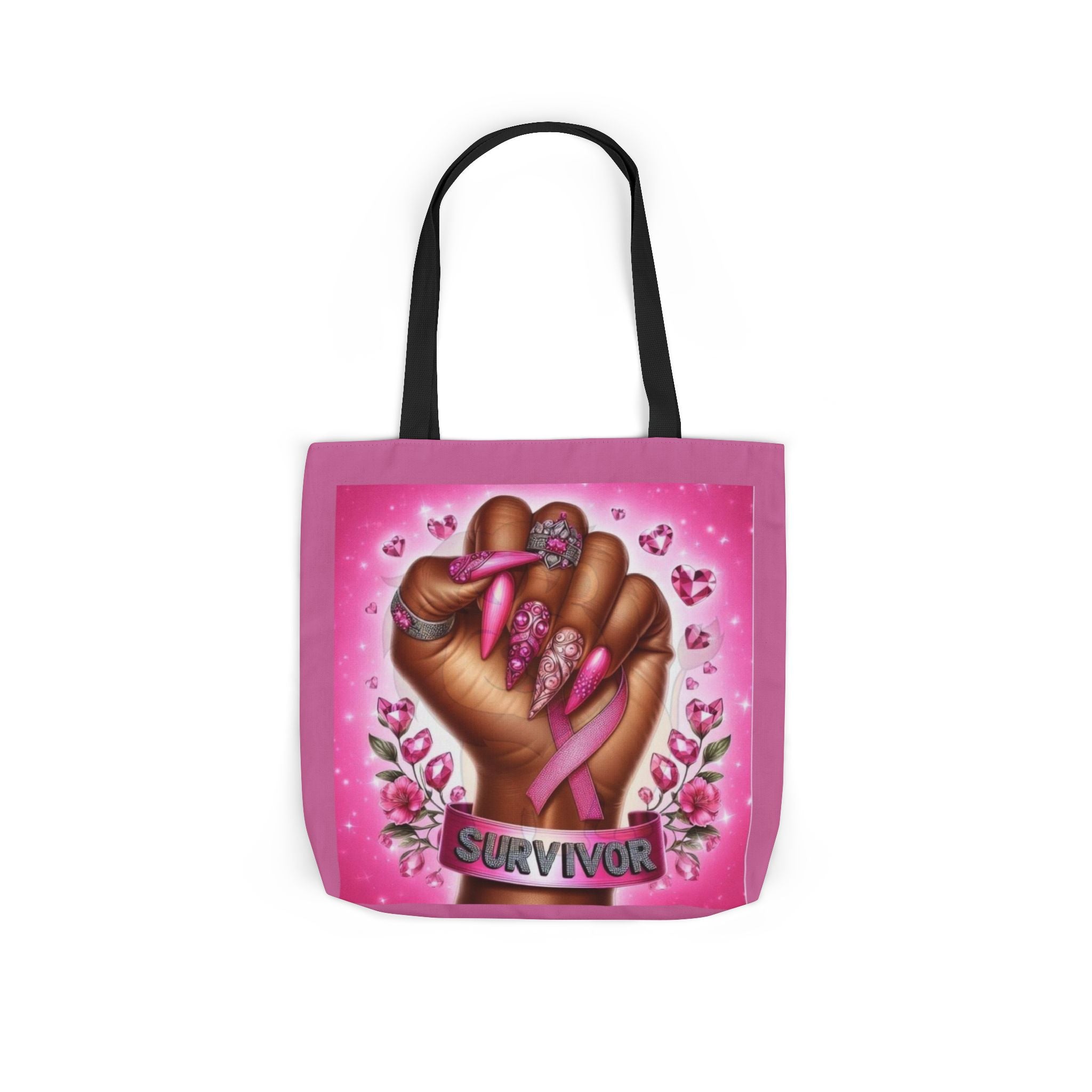 Breast Cancer Survivor Tote Bag  Pink Ribbon Empowerment Canvas Tote