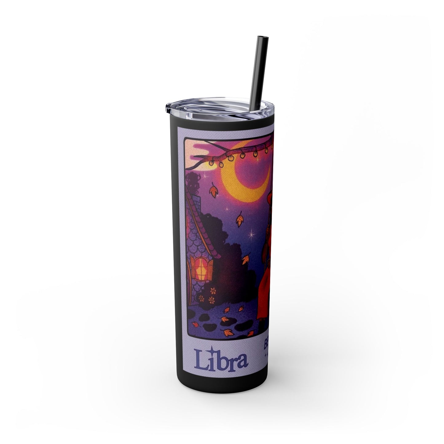 🎁 Spooky season gifts Enchanting Libra Skinny Tumbler with Straw | 20oz | Perfect for Halloween, Witchy Vibes, Astrology Lovers, Gift Idea, Custom Beverage Holder