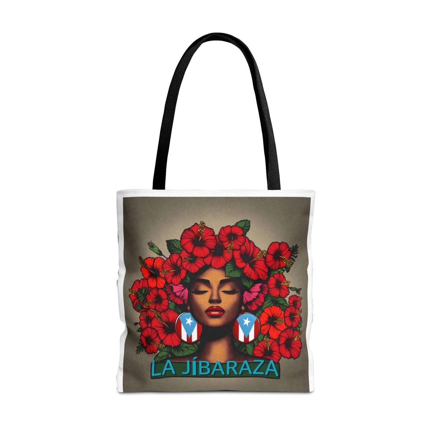 La Jíbara Tote Bag — Puerto Rican Floral Portrait Canvas Tote Puerto Rico Christmas Tote