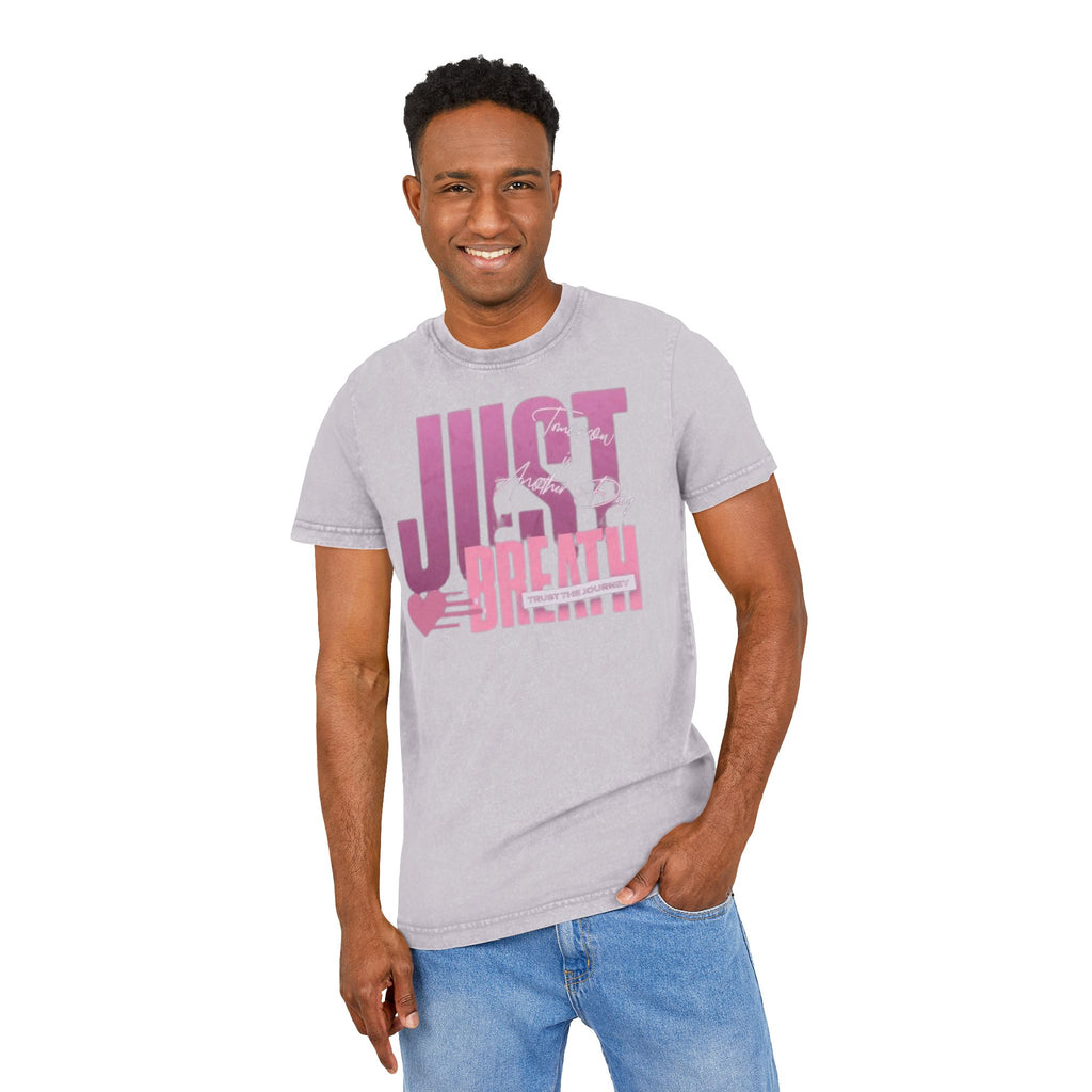 Just Breathe Acid-Wash Tee  Relaxed Pink Graphic T-Shirt