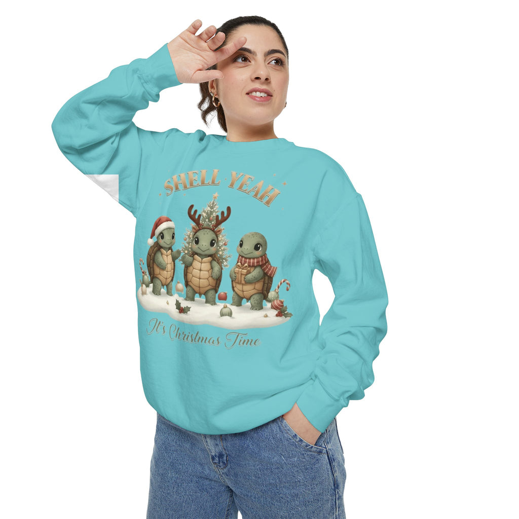 Christmas Turtle Sweatshirt  "Shell Yeah, It’s Christmas Time" Holiday Pullover
