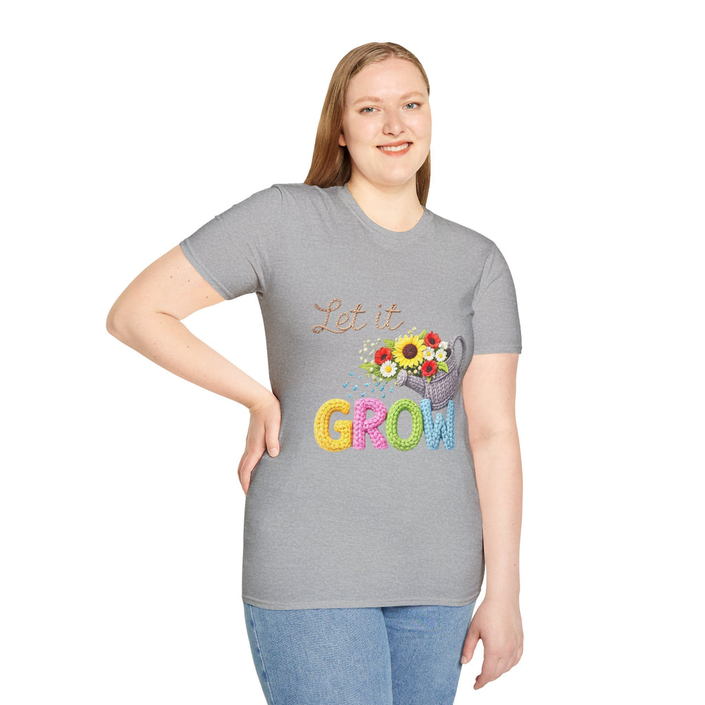 Let It Grow T-Shirt — Floral Watering Can Garden Tee